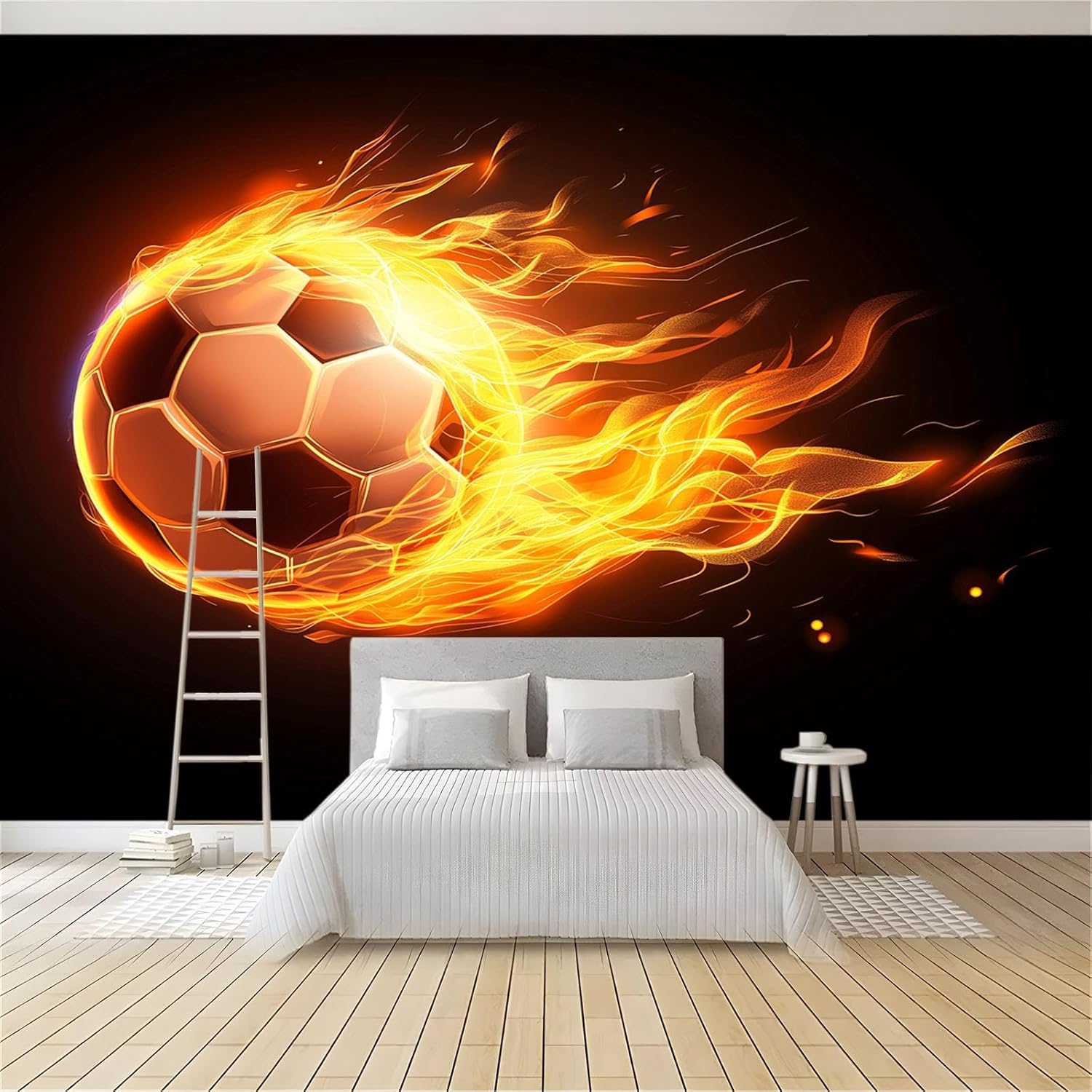 Fotomurale Ragazzo di Calcio Carta da Parati Fiamma 3D Fotomurali In Tessuto Non Tessuto 400x280 Decorazione Parete Camere da Letto Soggiorno Pareti Murale Poster Giganti a-10342