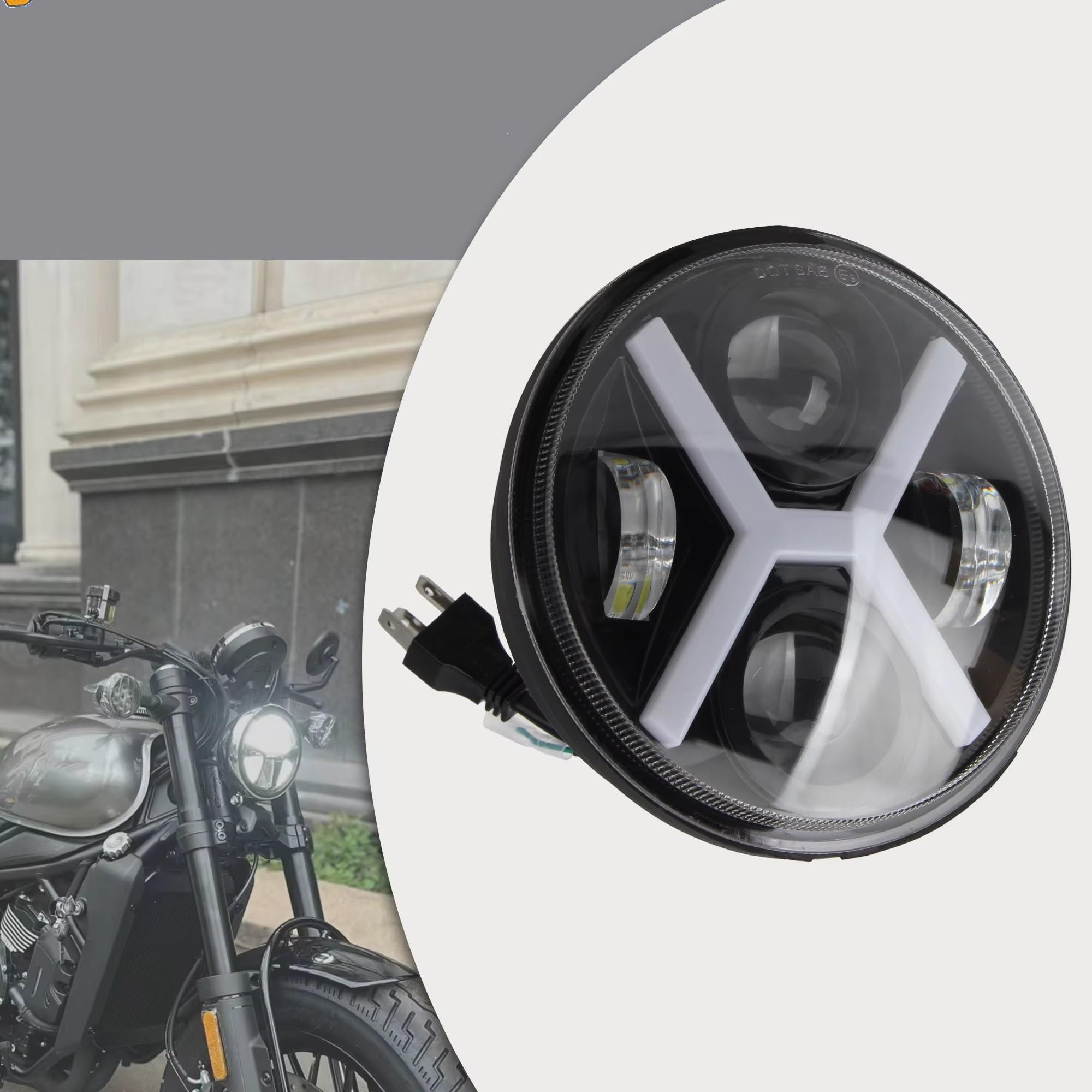 MESKEL Fari Anteriori Moto per Dyna per Softail per Sportster Moto 5,75 Pollici Faro A LED Tipo X con Fascio Alto/anabbagliante