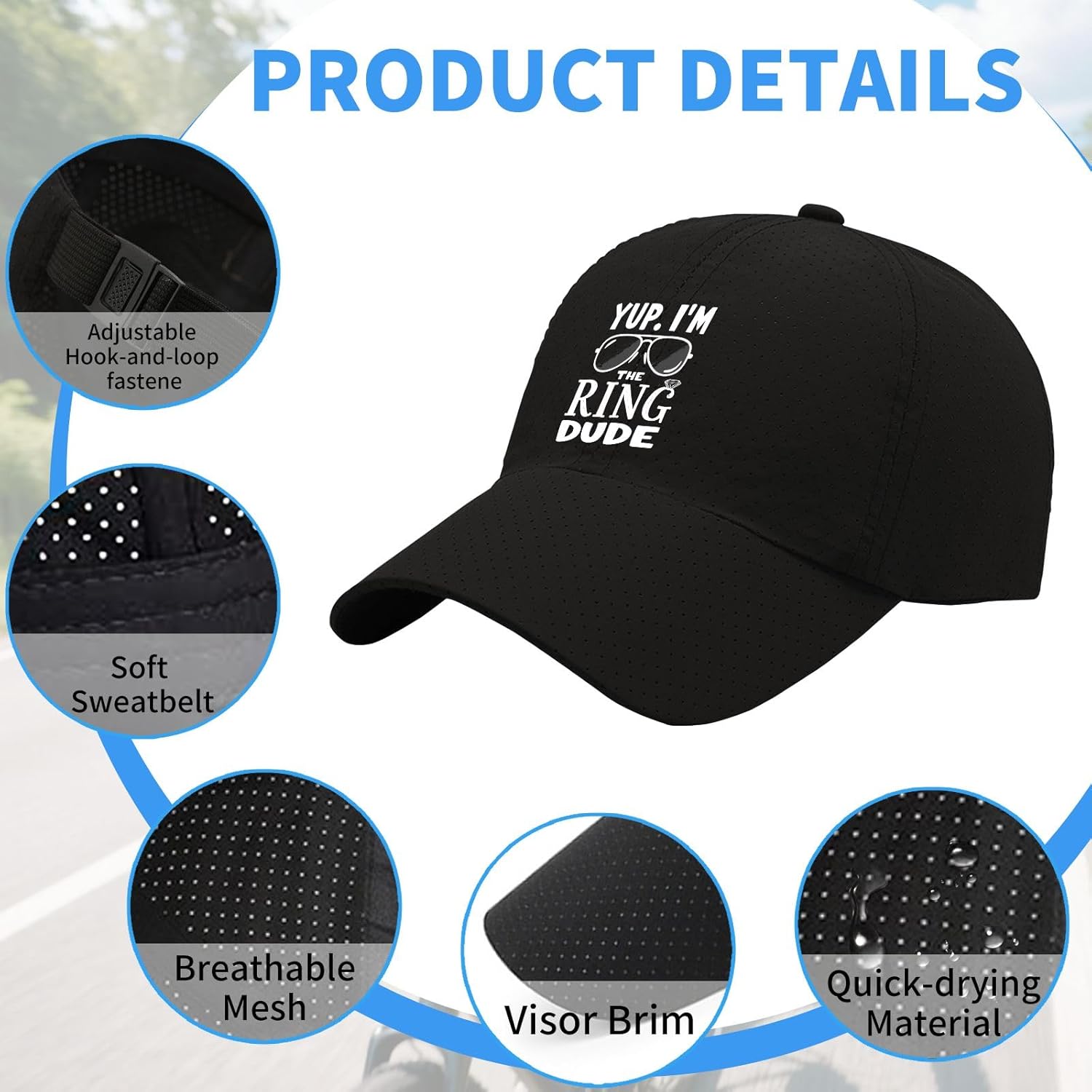 Yup I'm The Ring Dude Funny Rings Bearers Weddings Sunglasses Sun Hats Outdoor Caps for Mom