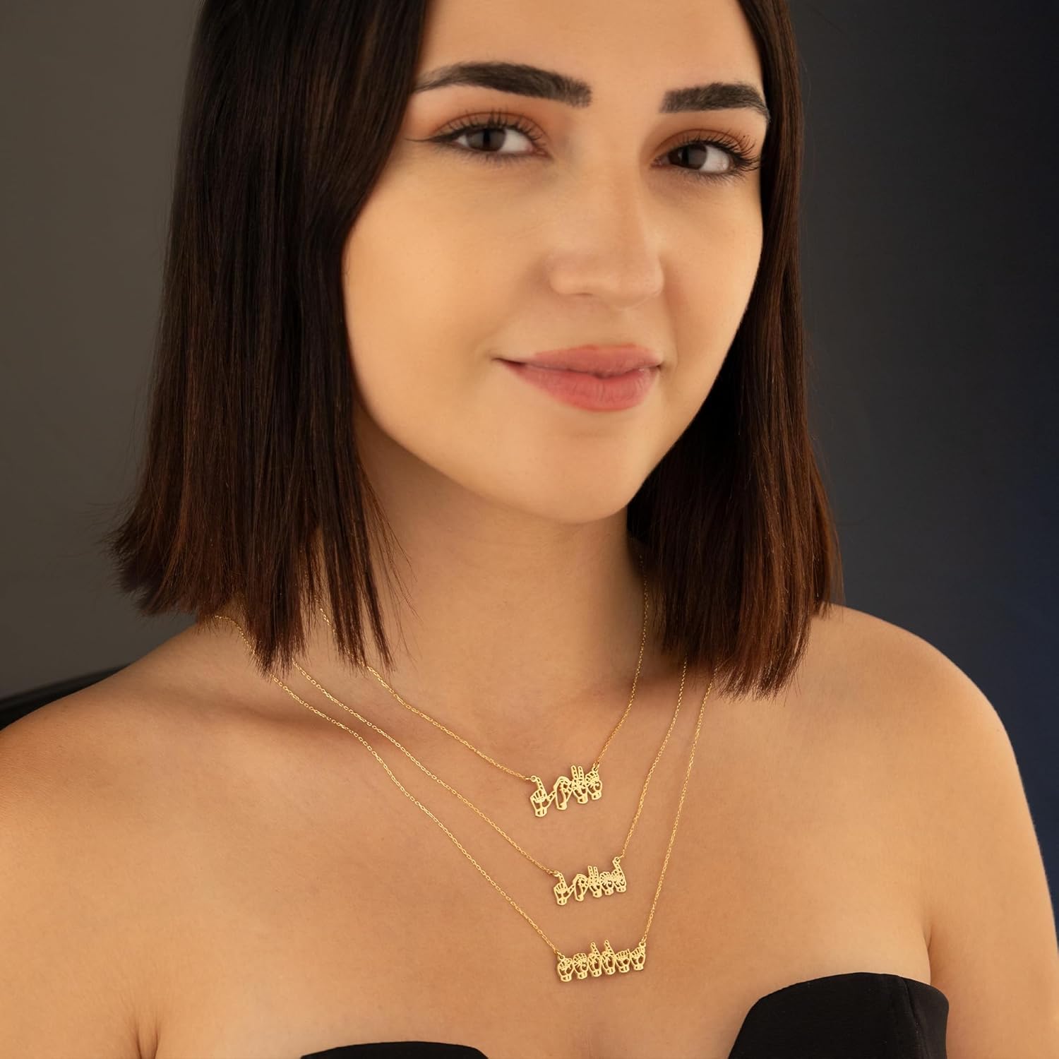 DKMN GM ASL Name Necklace | Sign Language Name Necklace | Personalized Asl | Bsl Necklace