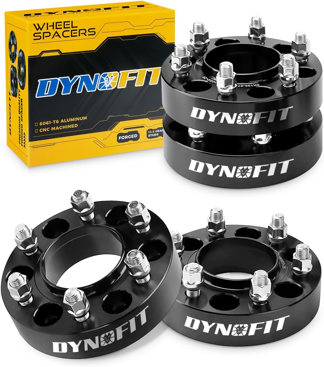 Dynofit 1.5in 6x135 Hub-Centric Wheel Spacers for F150, 87.1mm Hub Bore, M14x2.0 Thread, Forged 6-Lug Wheel Adapters for 2015+ Ford F-150, Expedition & Navigator, 4 Piece Spacers