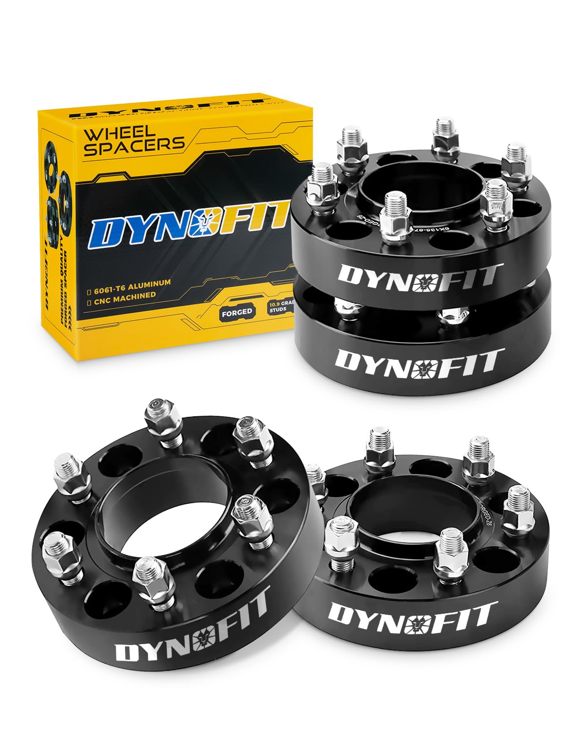 Dynofit 1.5in 6x135 Hub-Centric Wheel Spacers for F150, 87.1mm Hub Bore, M14x2.0 Thread, Forged 6-Lug Wheel Adapters for 2015+ F-150, Expedition & Navigator, Set of 4 Pcs Spacers