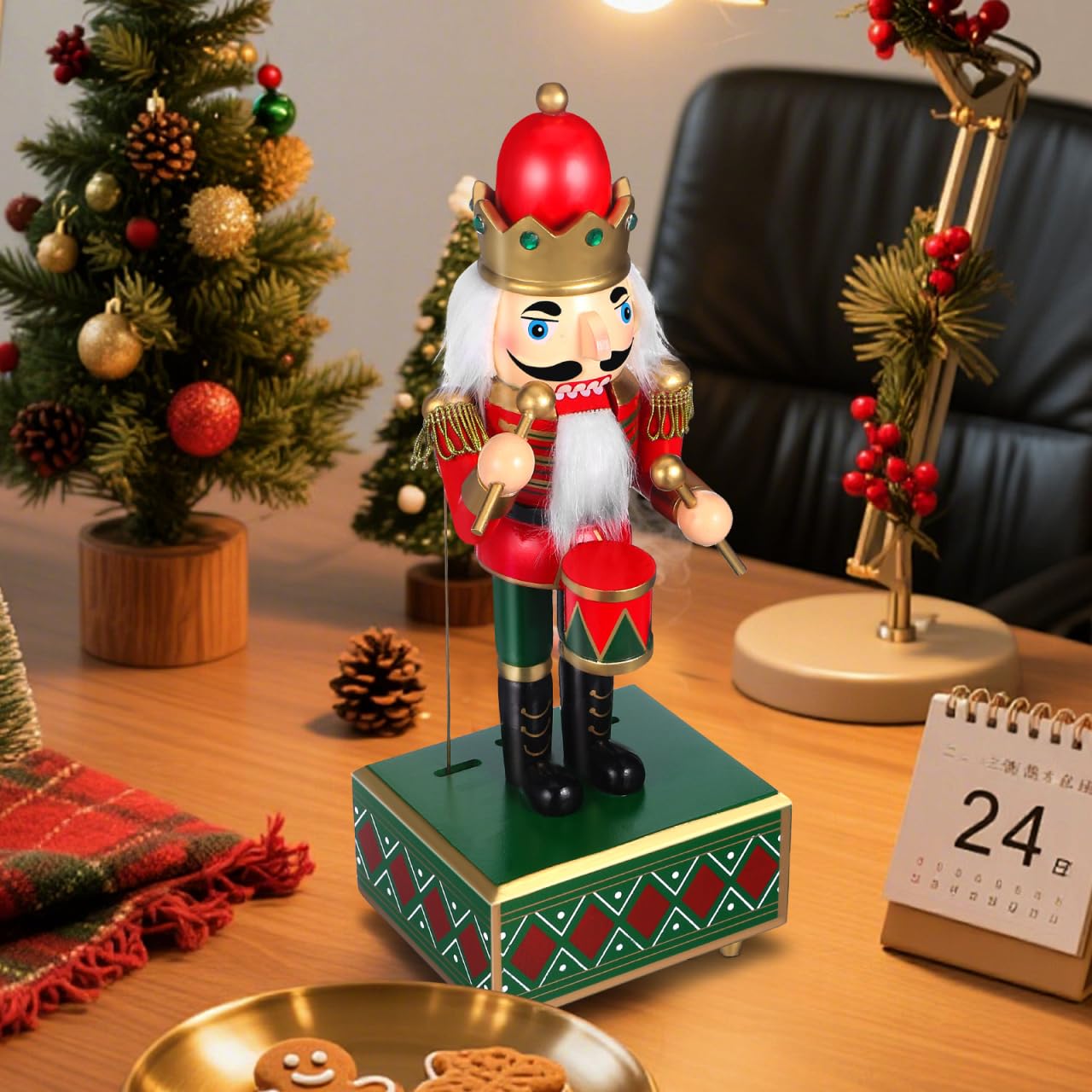 Boîte à musique casse-noisette classique : Casse-noisette, soldat en bois, mécanisme d'horloge, boîte à musique Casse-noisette, figurine de soldat pour décoration d'intérieur