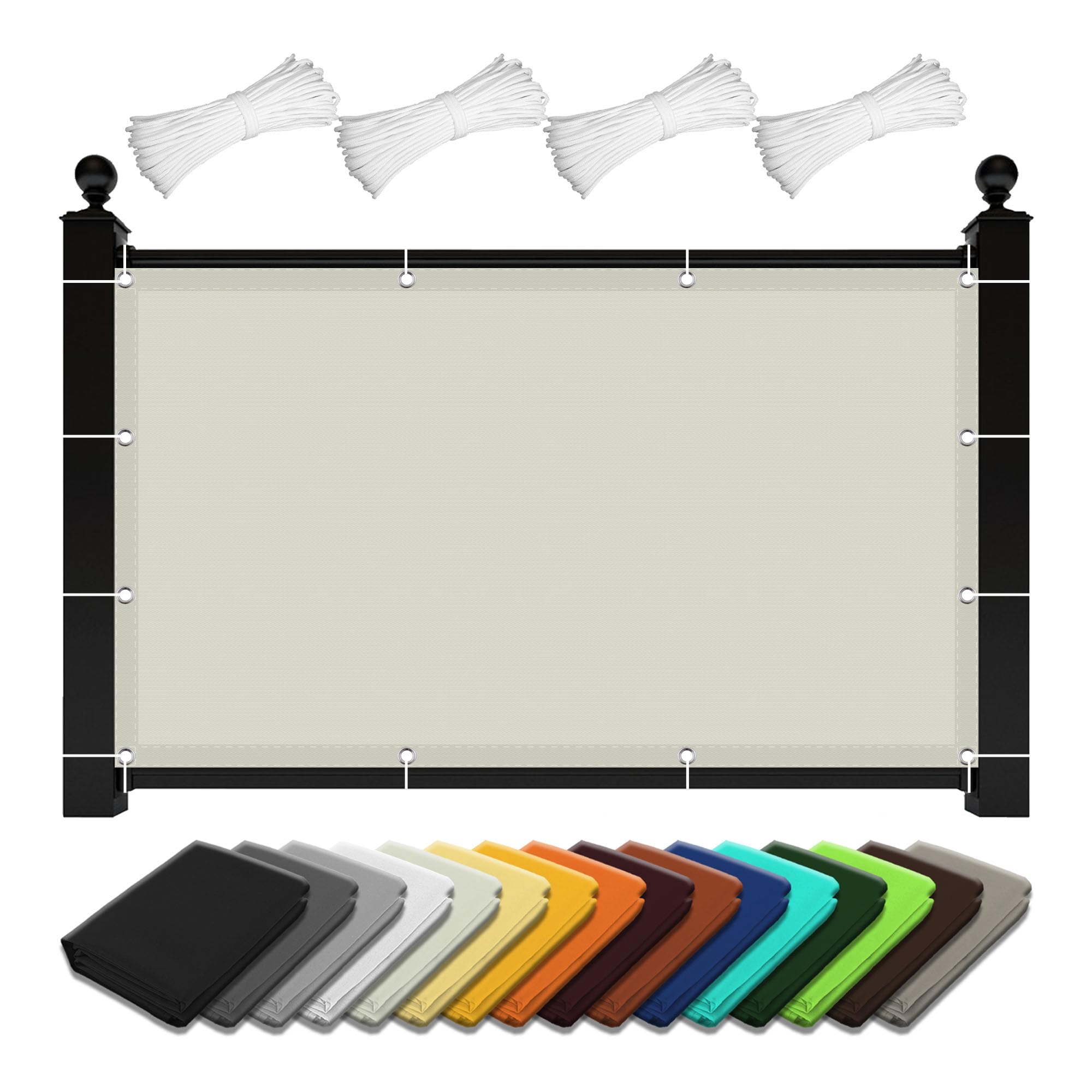 Voile d'ombrage rectangulaire imperméable et résistant aux UV avec oeillets