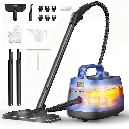 Portable Steam Cleaner, 293°F 58 PSI Powerful Multipurpose Handheld Steam Mop, 21 Attachments, 50Oz Capacity, Heavy Duty Steamer for Carpets, Floors, Cars, Tiles, Crack Cleaning, Turquoise