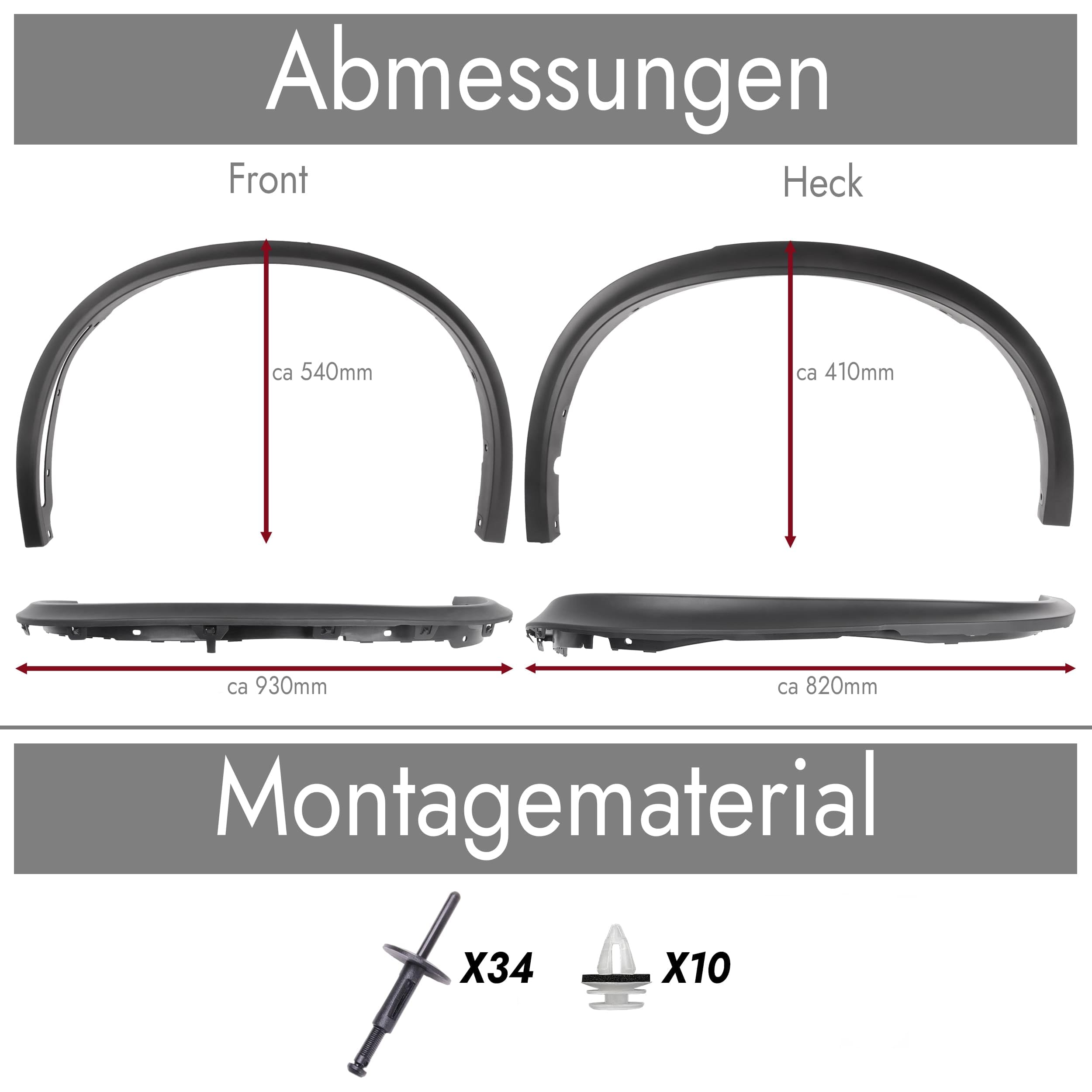 RECAMBO Radlaufverbreiterung Kotflügelverbreiterung passend für BMW X5 M | F15 | BJ 2013-2018 4-teiliges Set ABS - Radlaufleisten vorne hinten schwarz matt Karosserie Ersatzteil