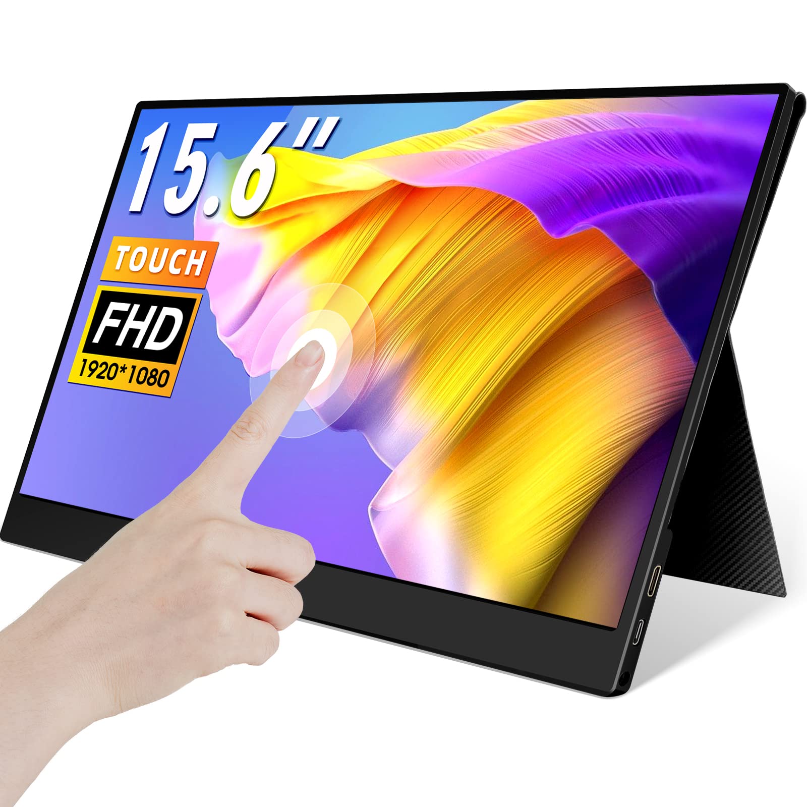 Photo 1 of ELECROW 15.6 Inch Portable Touchscreen Monitor - FHD IPS 10-Point Touch USB C Travel Monitor with Speakers & Protective Cover