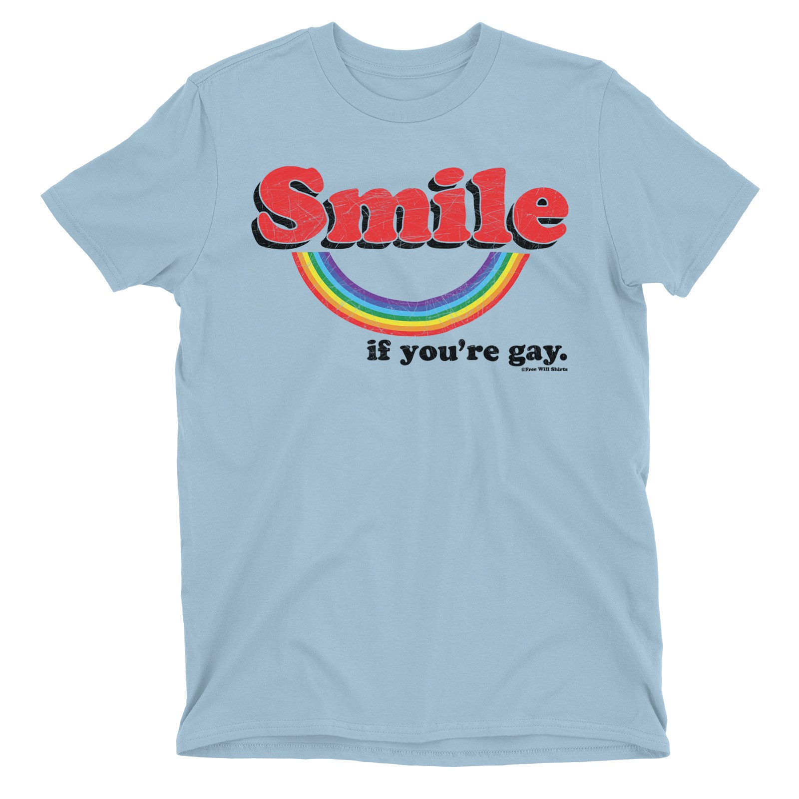 Smile If Your Gay - Mens or Womens Organic Cotton Gay LGBT Pride T-Shirt Sky Blue