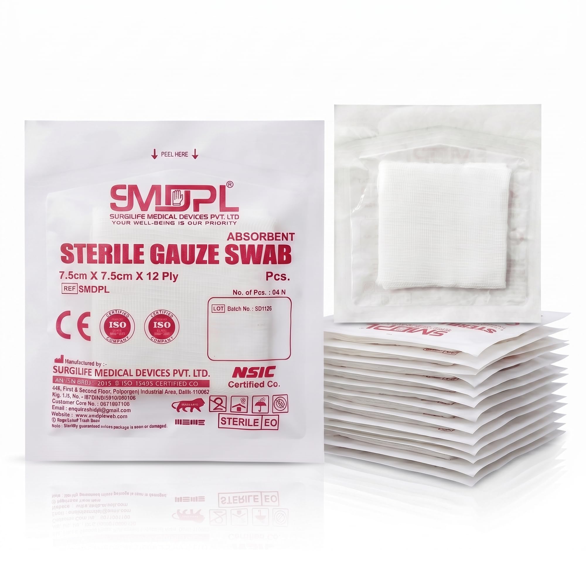 Sterile Gauze Swabs 7.5cm x 7.5cm x 12ply First Aid & Absorbent Wound Dressings Swabs - Pack of 20Pcs-image-28