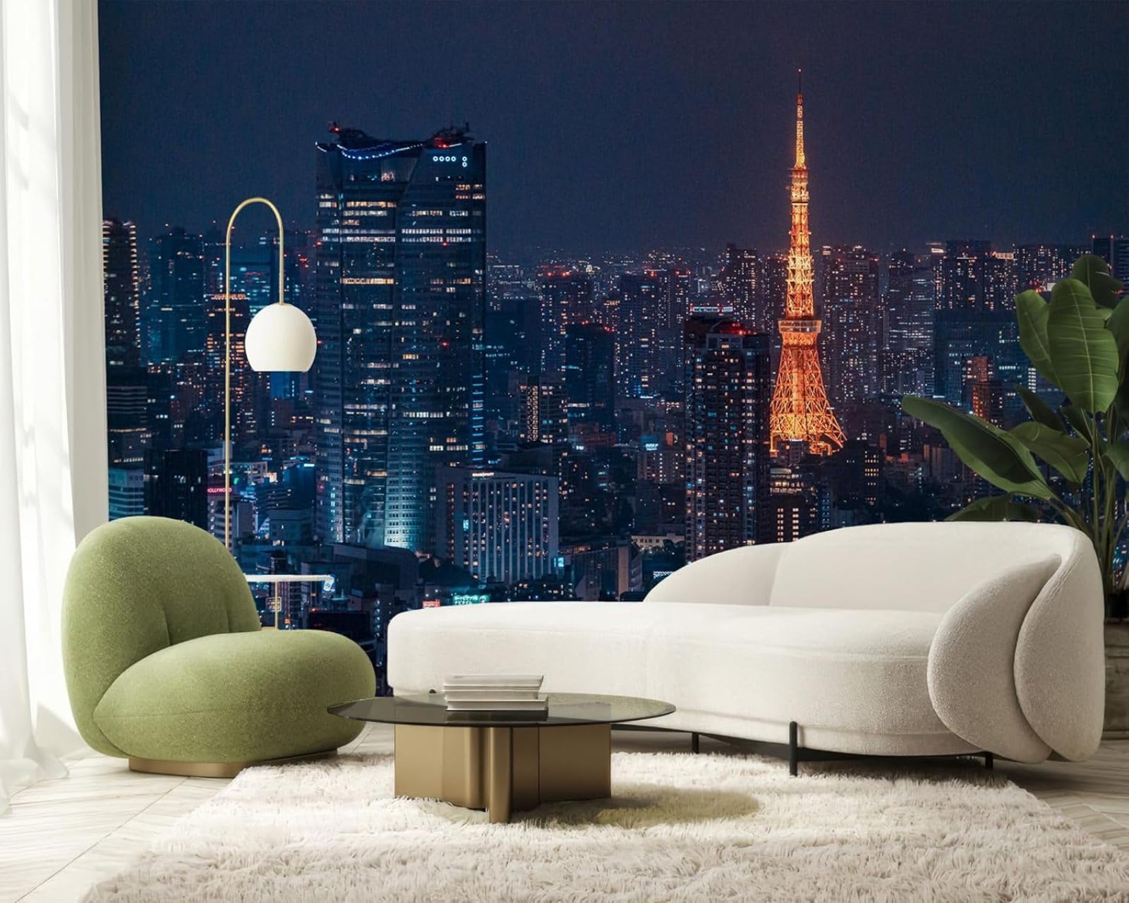 Fototapeta "Tokio Panorama nocą" – nowoczesna dekoracja ścienna do salonu, sypialni i pokoju dziecięcego, 300 cm x 210 cm, bez ramy, plakat