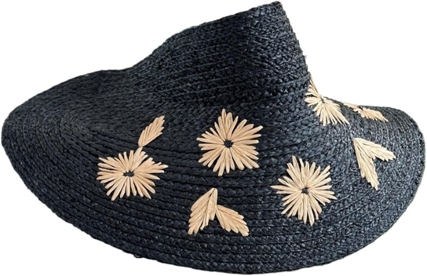Women Sun Visor Hat Wide Brim Floral Crochet Vacation Beach