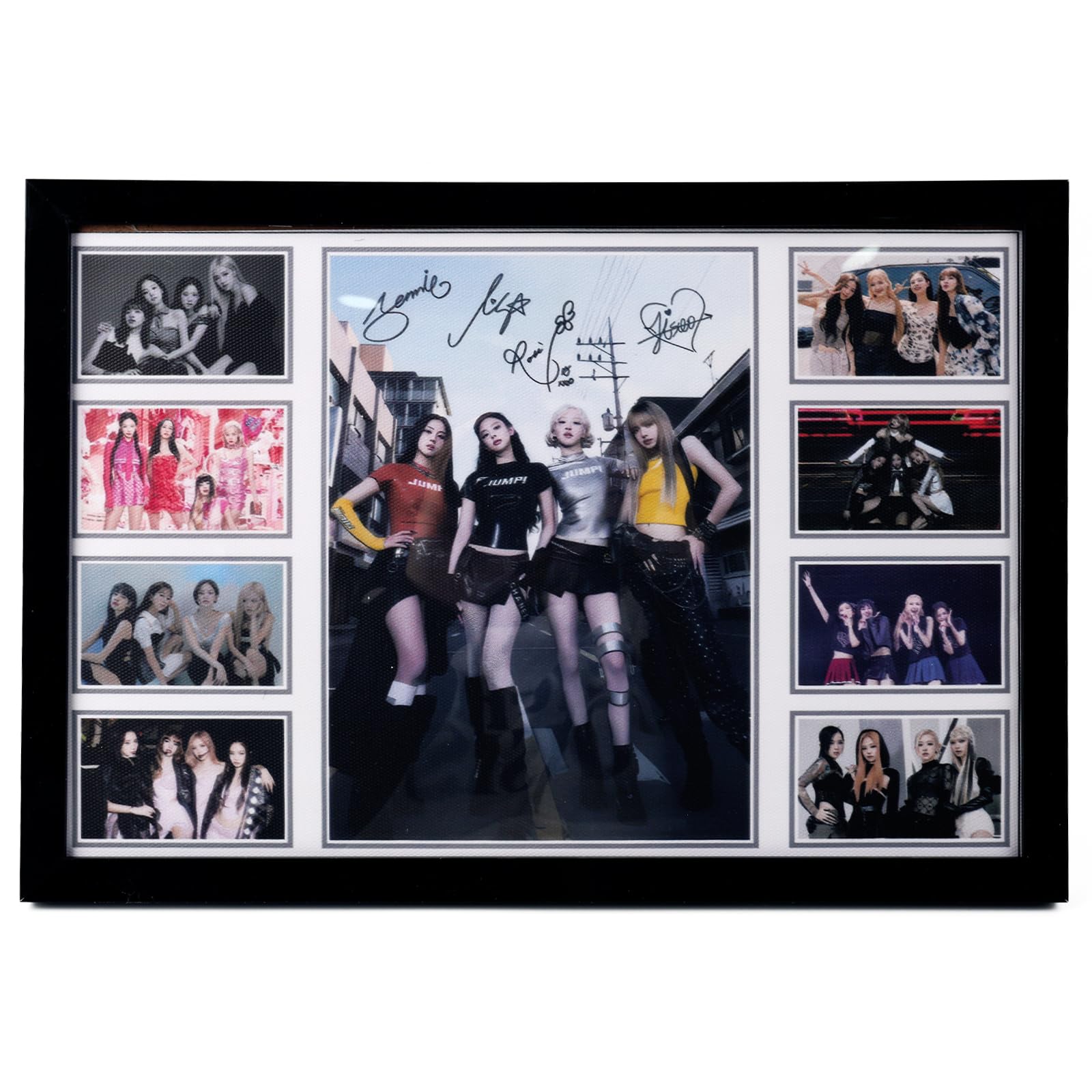Blackpin Signed Poster Photo, Framed Canvas Print Wall Art for K-Pop Fans, Kpop Merch Fabric Poster, Music Memorabilia Collectible, Perfect K-Pop Gift for BLINKs (20x30cm Canvas, Black Frame)