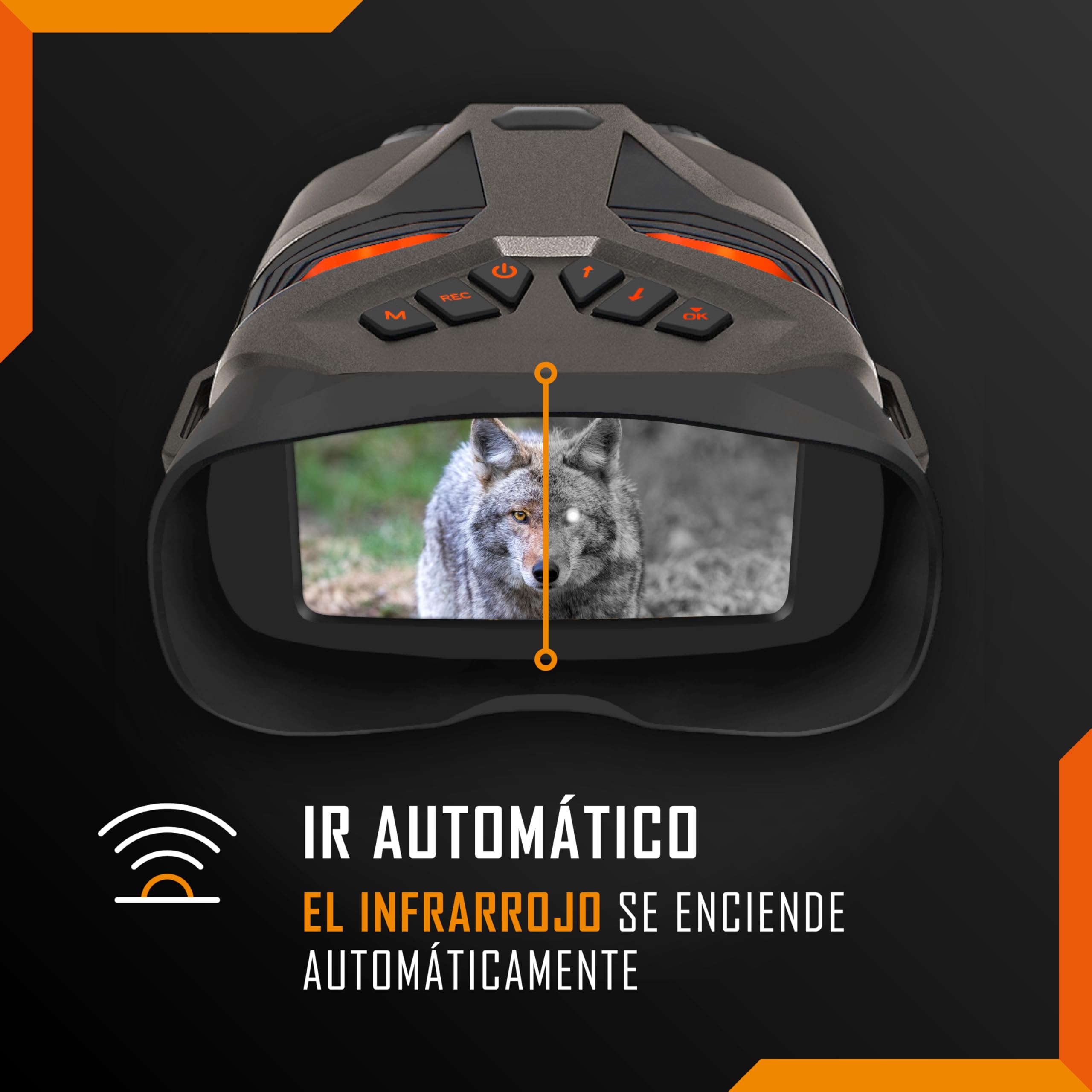 Nightfox Ember - Gafas de visión nocturna por infrarrojos, fáciles de usar, pantalla grande, zoom 4x, alcance de 250 m, video 4K, binoculares NVG para vida silvestre, camping