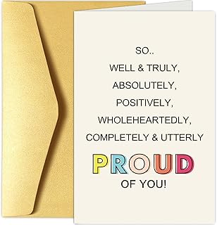 Chenive So Proud Of You Card, Graduation Card, Congratulations on Grad Card, Congrats Card, New Job Card, Promotion Card, Well Done Card