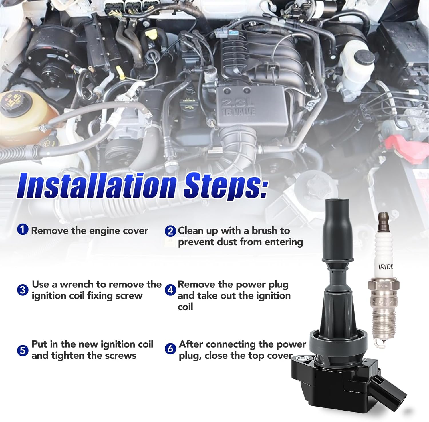 Set of 4 Ignition Coil Pack & Spark Plugs Fits for 1.6L 2015 2016 2017 2018 2019 2020 Hyundai Elantra Sonata Tucson Veloster Kona Kia Optima Forte Soul 1.6T Replaces# UF817 97080