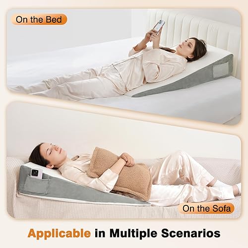 Miniatura 5 de Vekkia Almohada de cuña extra larga de 34 pulgadas, soporte de espalda y brazos, almohada de cuña para dormir después de la cirugía, reflujo ácido,