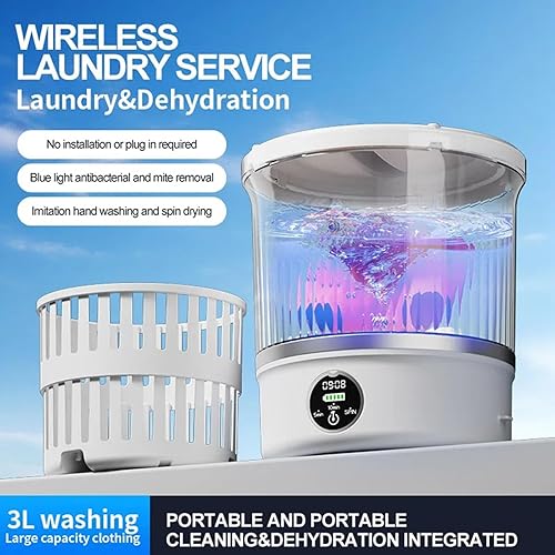 Miniatura 5 de Práctica lavadora compacta construcción de operaciones silenciosas con múltiples modos de ciclo taza de lavandería compacta para artículos delicados.