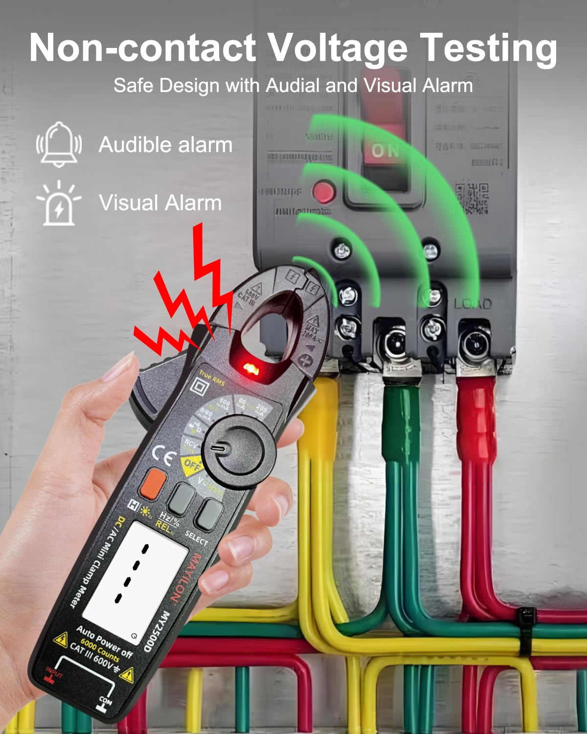 Digital Clamp Meter, 6mA-200A AC/DC Low Current Clamp Meter, AC/DC Voltage Multimeter TRMS 6000 Counts Amp Voltage Tester Auto Ranging with Resistance Capacitance Continuity NCV Diode Frequency