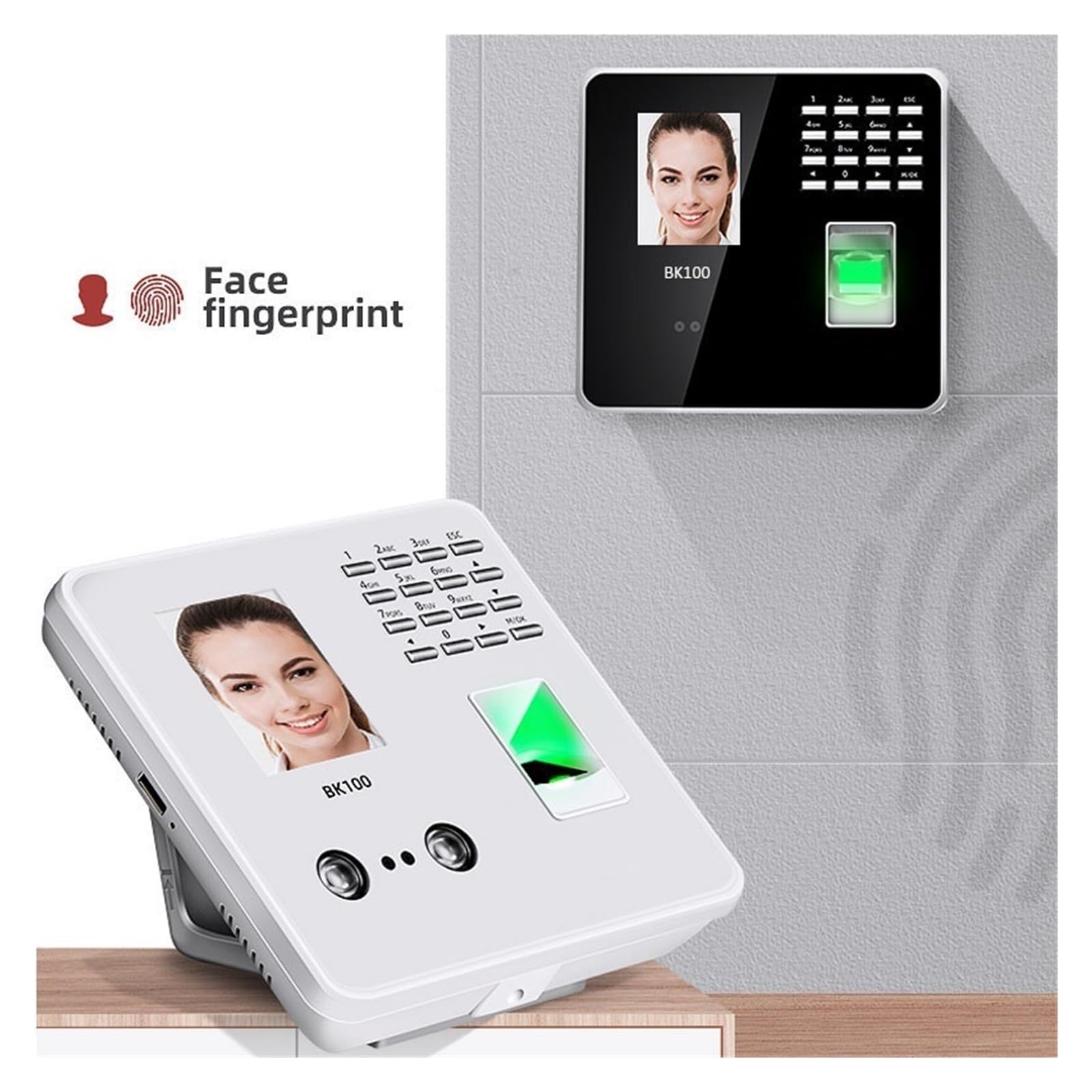 Zegary czasu pracowników, BK100 USB Biometryczny czytnik linii papilarnych Rozpoznawanie twarzy pracownika Rejestrator czasu pracy(BK100-ID)
