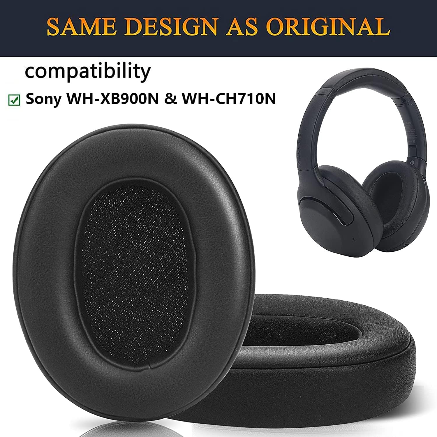 SOULWIT Earpads for Sony WH-XB900N/WH-CH710N/WH-CH720N/WH-RF400/MDR-RF895RK Headphones - Image 3