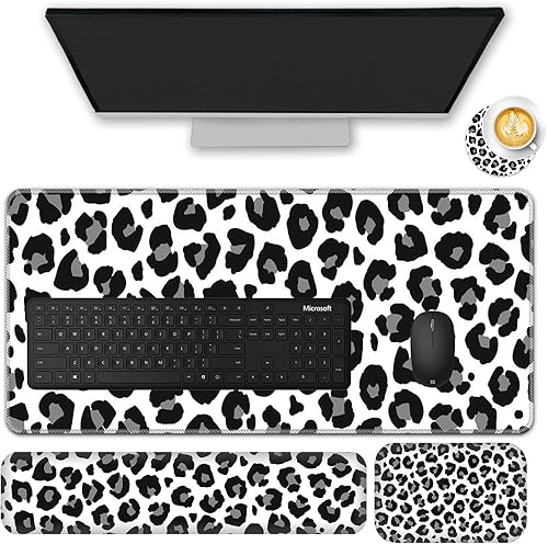 Juego de alfombrillas para mouse, (35.4 x 15.7 pulgadas), almohadilla de escritorio + soporte para reposamuñecas para teclado + reposamuñecas para