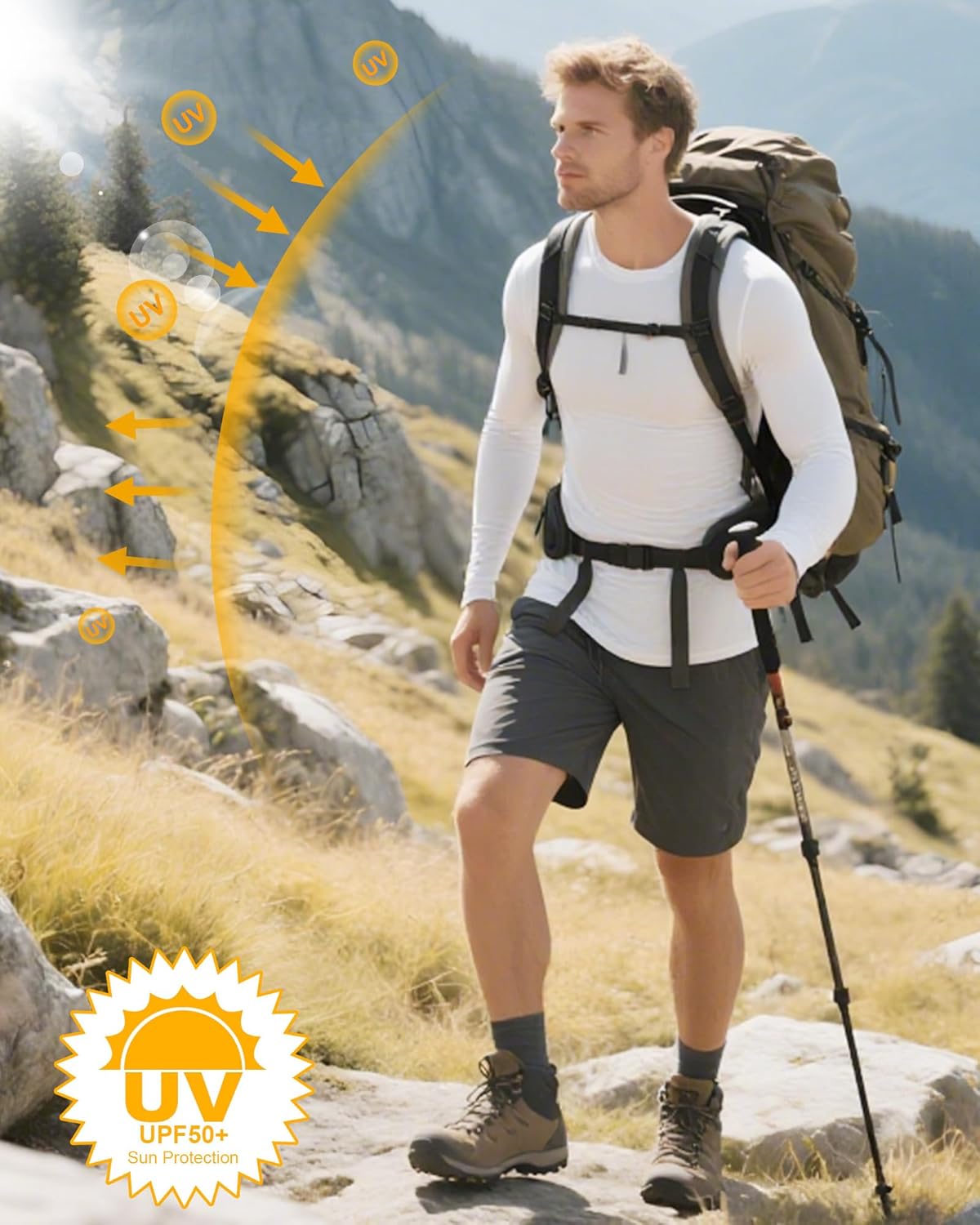 Men's UPF 50+ Long Sleeve Compression Shirts Cool Dry Workout Undershirts Athletic Base Layer for Sports Running Gym - Image 7