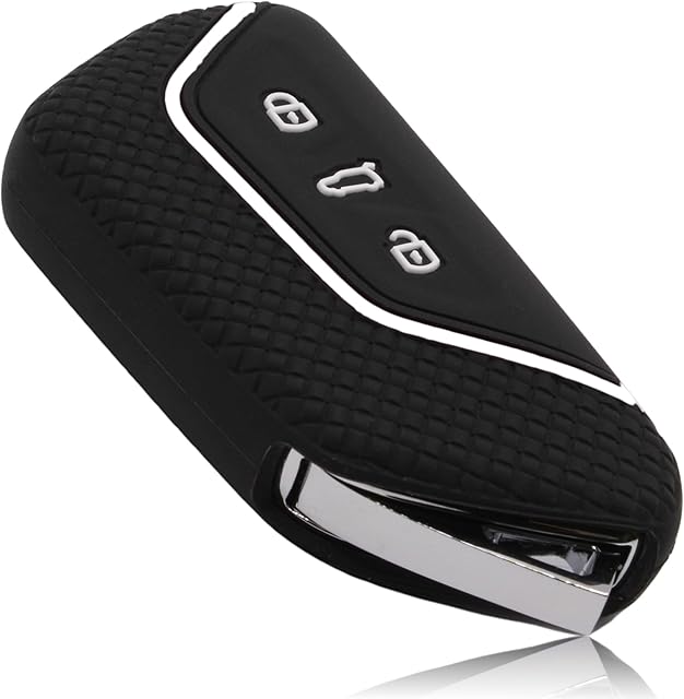 FOAMO Etui na kluczyki samochodowe kompatybilne z VW, Seat, Skoda, CUPRA, silikonowe etui na kluczyki - etui na kluczyki samochodowe w kolorze czarno-białym