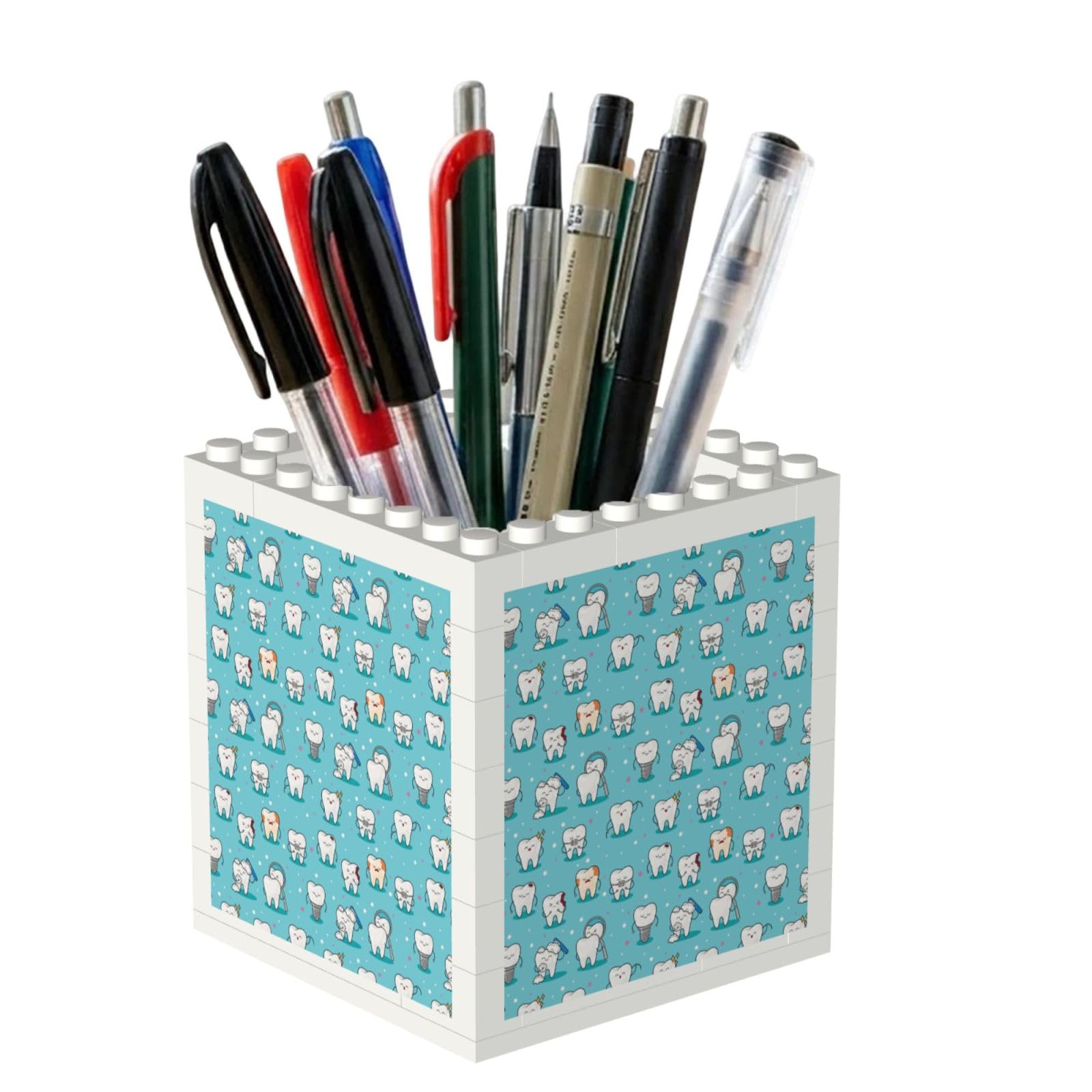 Poadnly Dental Teeth Blue, Pen Pot Pencil Holder for Office Home School, Compact Desk Organiser for Office Stationery