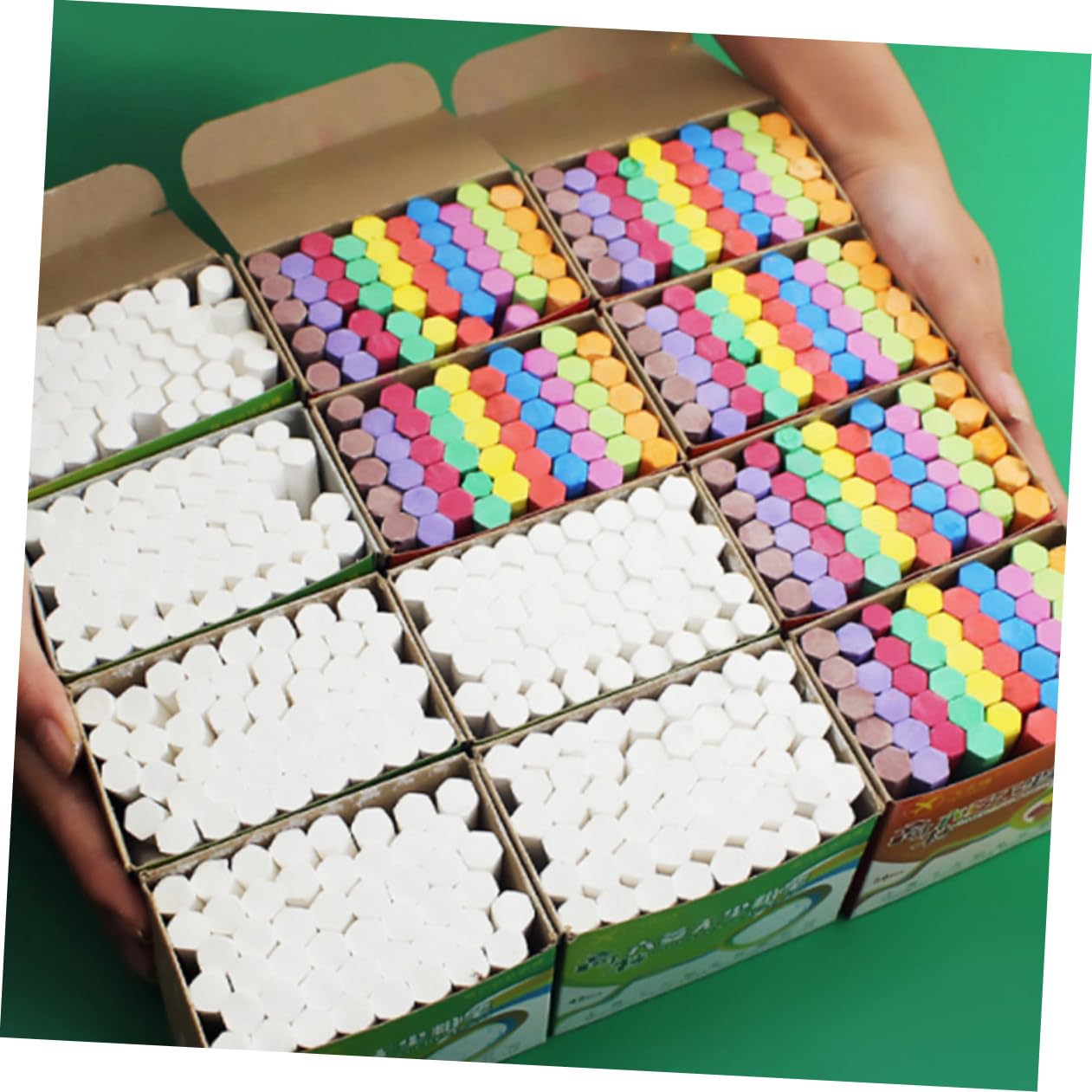 DOITOOL 2 Set Gessetti Colorati Polvere Esagonale Per Lavagna Scuola Casa Leggeri E Resistenti Per Insegnamento E 3 Scatole*2