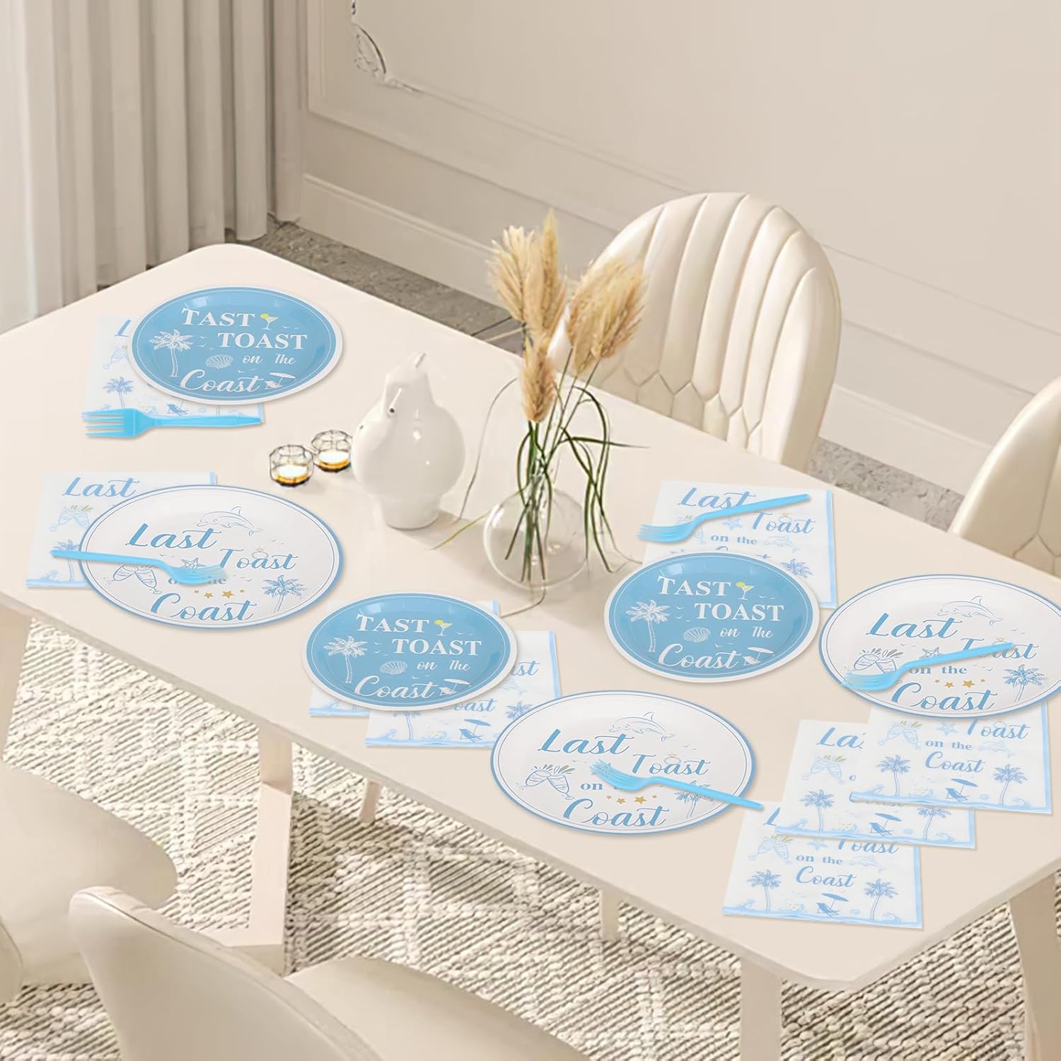 200PCS Last Toast on the Coast Party Supplies Serve 50,Coastal Bachelorette Party Paper Plates,Napkins,And Forks Kit for Birthday,Summer, Bachelorette Parties Decorations