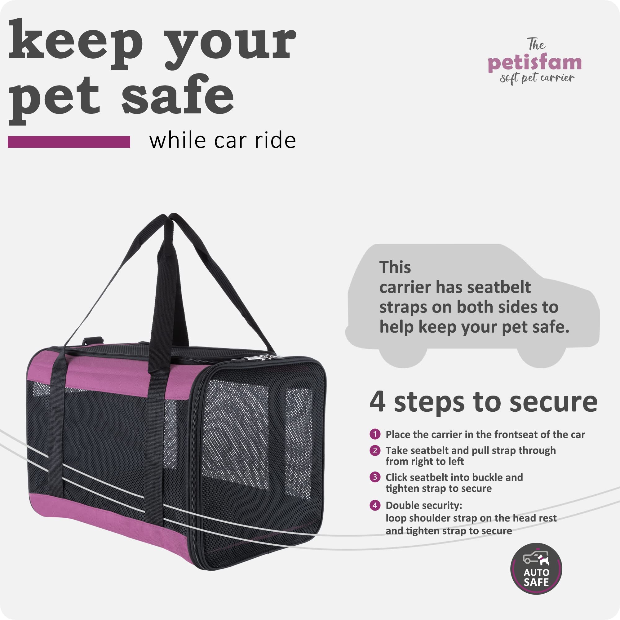 Weiche Haustier-Tragetasche für große und mittelgroße Katzen, 2 Kätzchen, kleine Hunde, leicht zu bekommen, ideal für Katzen, die keine Tragetaschen mögen (Viva Magenta)