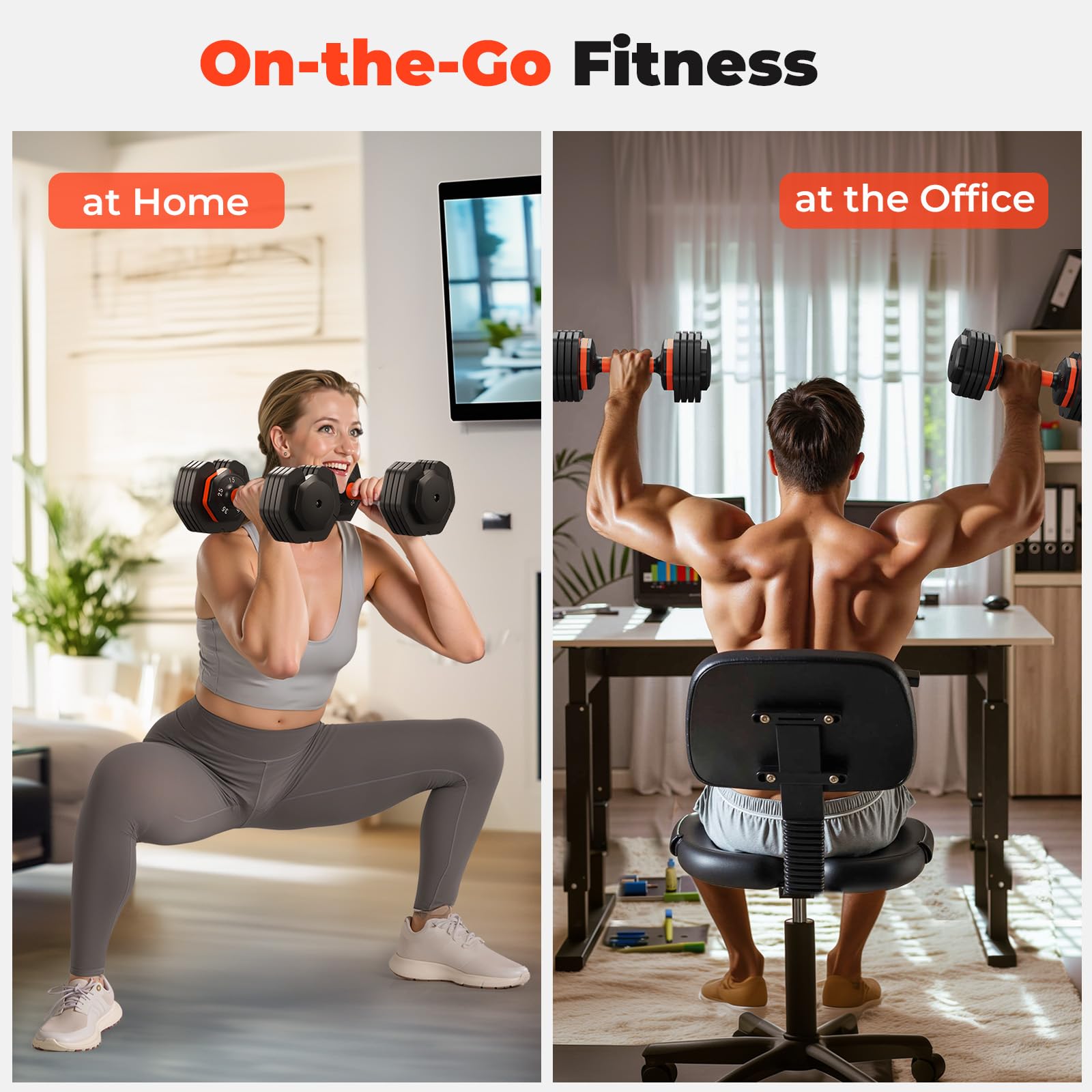 Adjustable Dumbbell Set of 2, 110LB/50LB Weights Dumbbell Set for Home Gym Exercise & Fitness, Fast Change Weights with Anti-Slip Handle, Multiweight Options for Full Body Workout