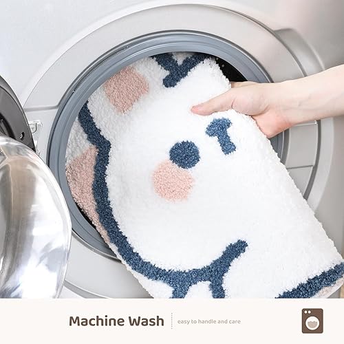 Miniatura 7 de Tapete de baño con diseño de animales lindos, 20 x 31 pulgadas, extra suave y absorbente, lavable a máquina, antideslizante para bañera, ducha y