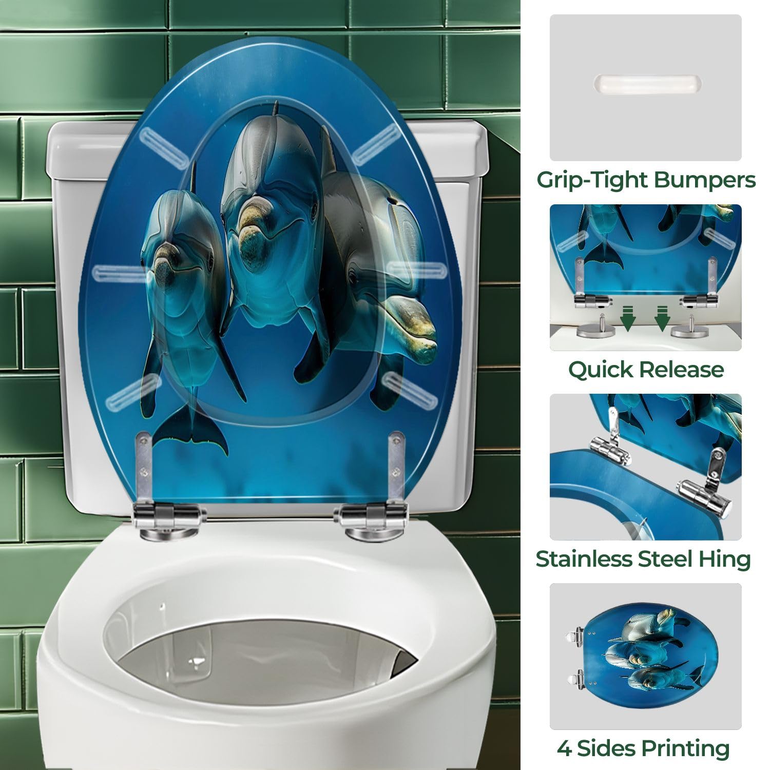Asiento de inodoro alargado LooLux con tapa para baño
