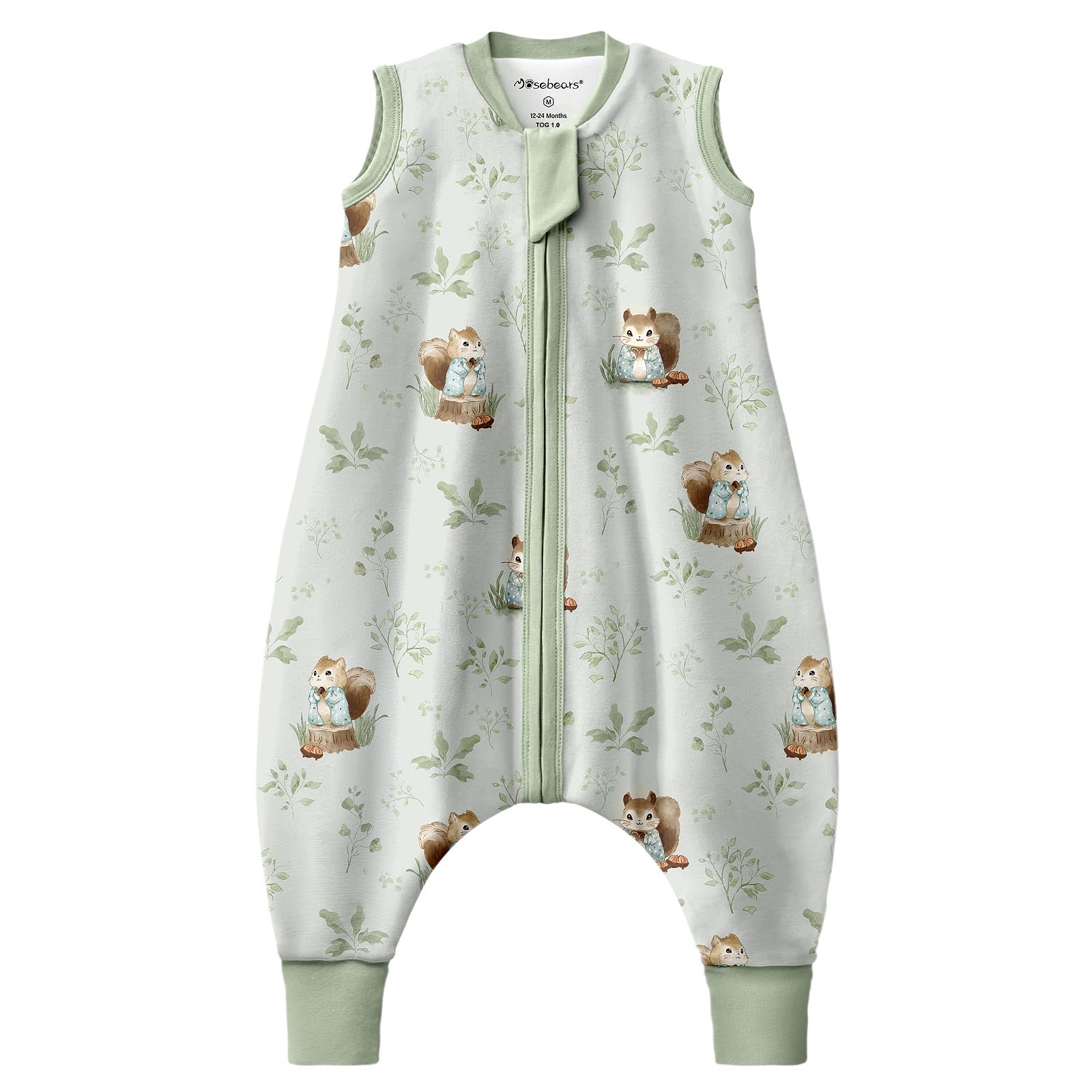 Gigoteuse bébé à pieds 1.0 Tog Mosebears en coton animal 95cm pour automne