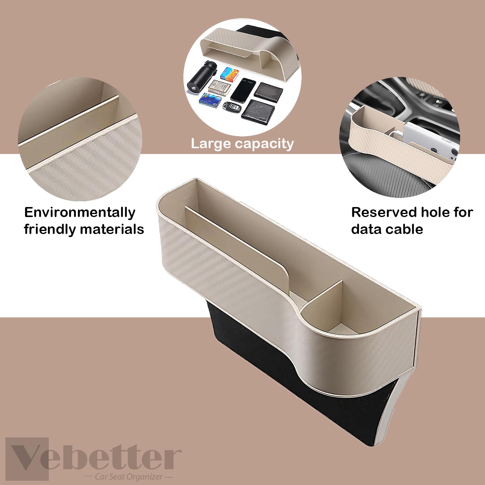 2x Auto Sitzlücken Organizer Mit Becherhalter & USB-Loch - Aufbewahrung Für Münzen & Karten