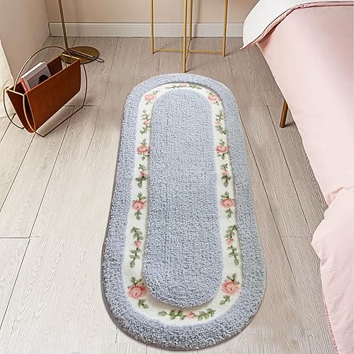 Miniatura 5 de Abreeze Alfombra rosa para sala de estar y dormitorio, antideslizante, ultrasuave, lavable y absorbente, 17.71x49.21 pulgadas, color azul
