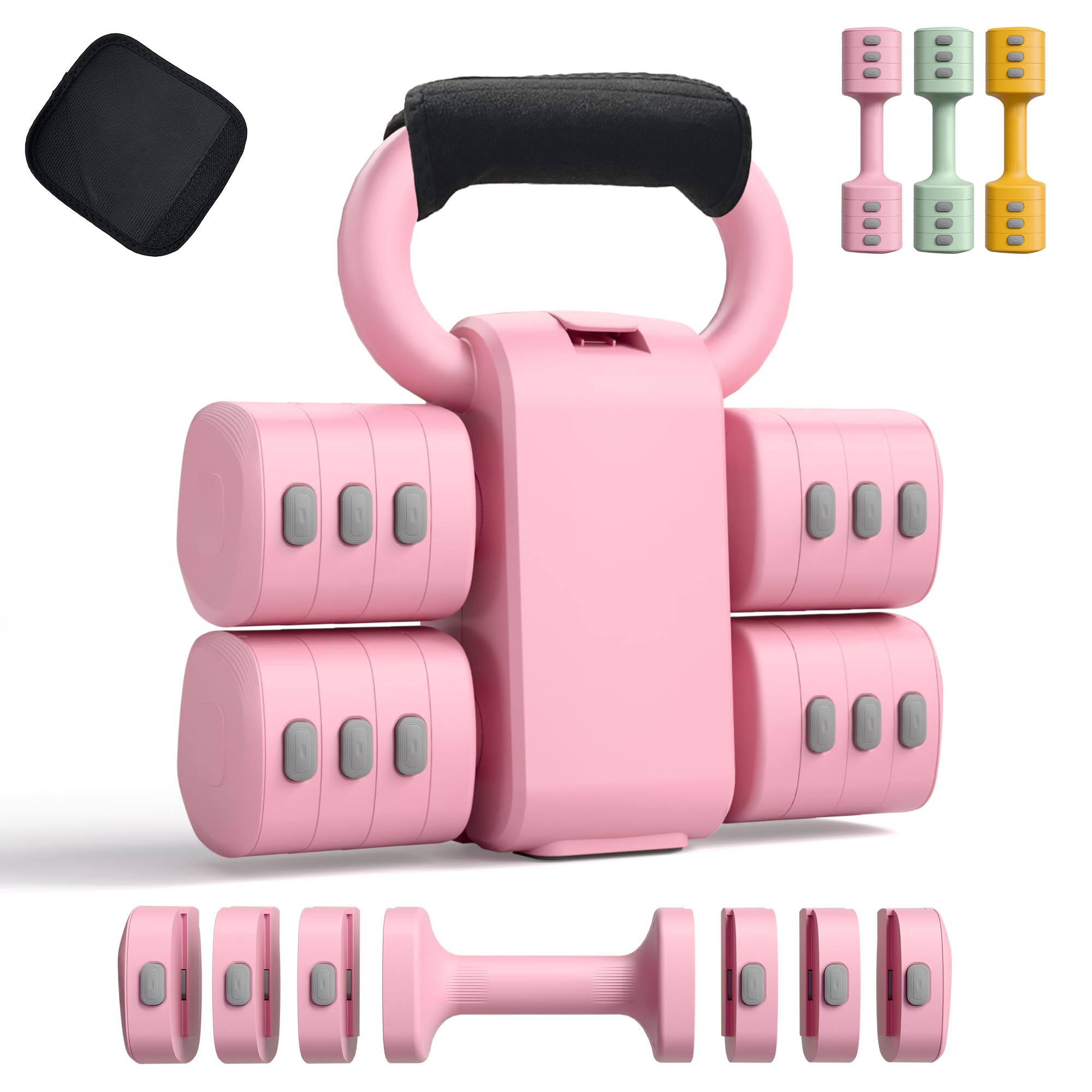 2-in-1 Adjustable Dumbbell Set for Women - 4 Levels 2 2lbs to 12 1lbs - Home Gym Weights