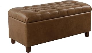 HomePop Home Decor | Button Tufted Storage Bench | Ottoman Bench with Storage for Living Room & Bedroom, Distressed Brown ... Price In India
