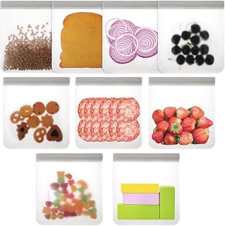 Reusable Storage Bags 10 Pack Dishwasher Safe Sandwich Leakproof Gallon Freezer Lunch Bags for Cereal Lunch Vegetables Fruits Marinate Meats Home Organization Snack Cereal Travel Household Use