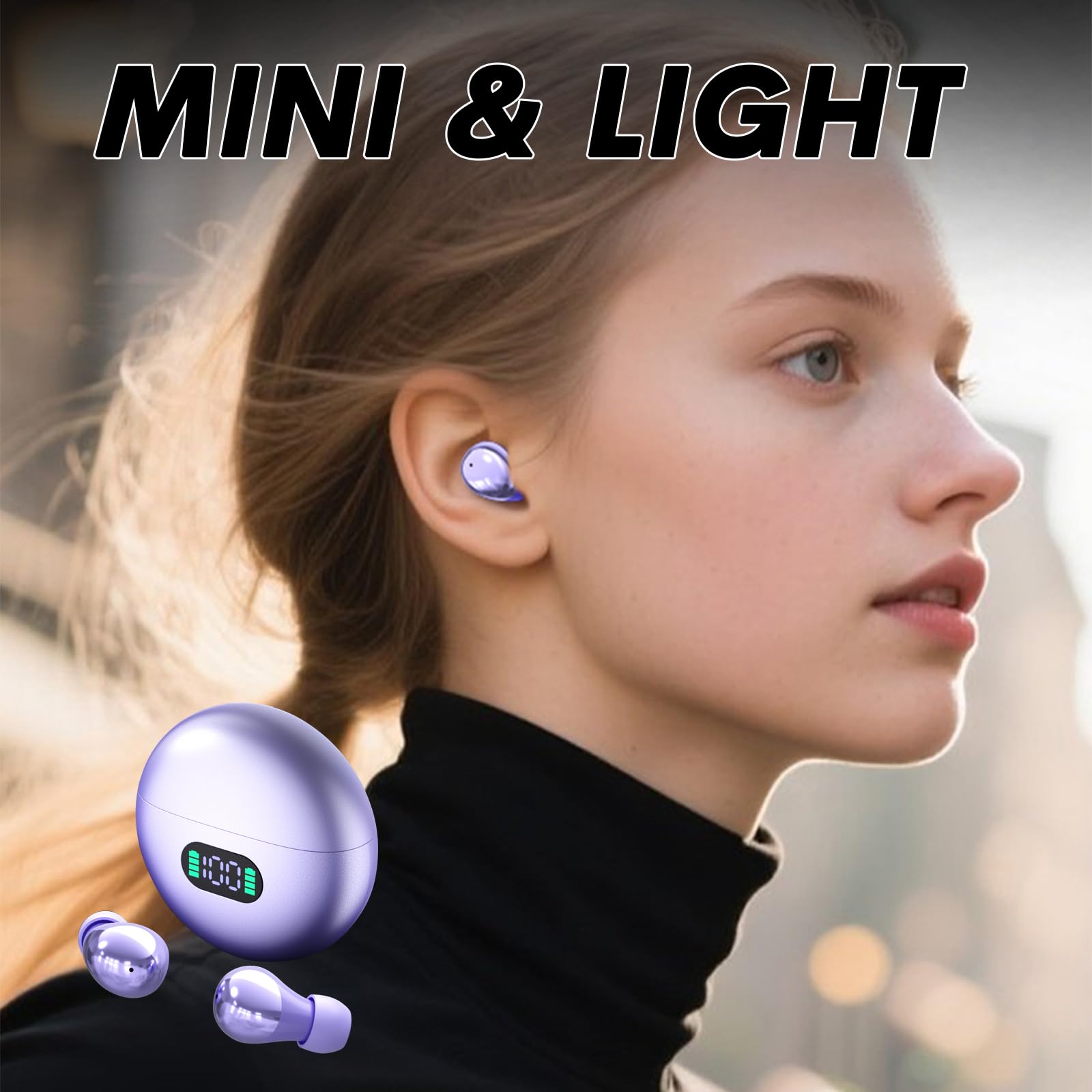 Skin Tone - Auriculares inalámbricos invisibles en el oído, mini auriculares discretos ocultos con Bluetooth para el trabajo, dormir en los lados de las orejas pequeñas, canal de las mujeres, los