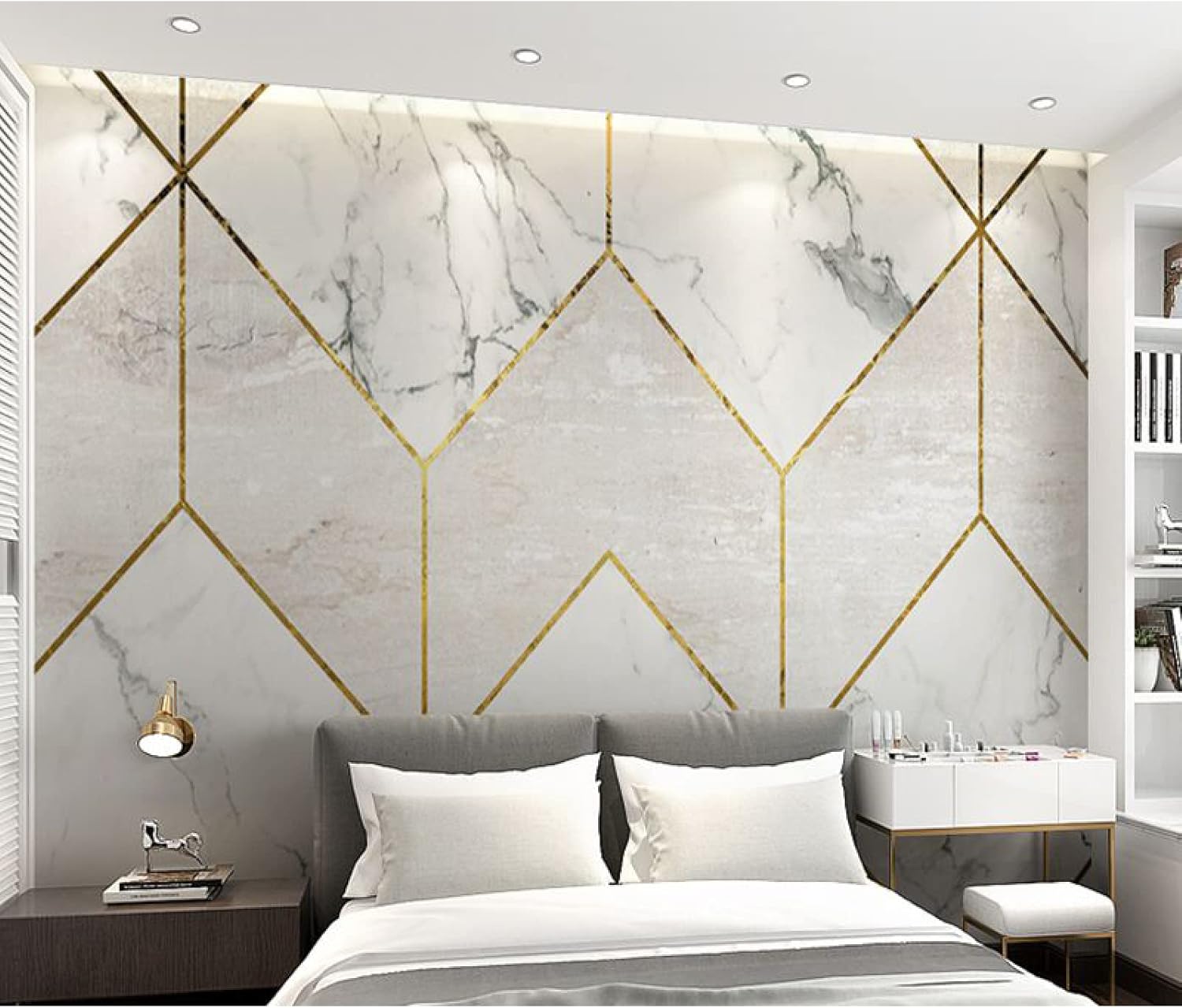 Yosot Nordic Simple Geometric Gold Line Imitation Marble