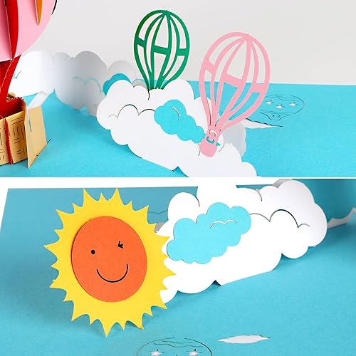 Miniatura 7 de evron Tarjetas de cumpleaños desplegables, tarjetas emergentes de globo aerostático, tarjetas de felicitación de globo aerostático 3D, para