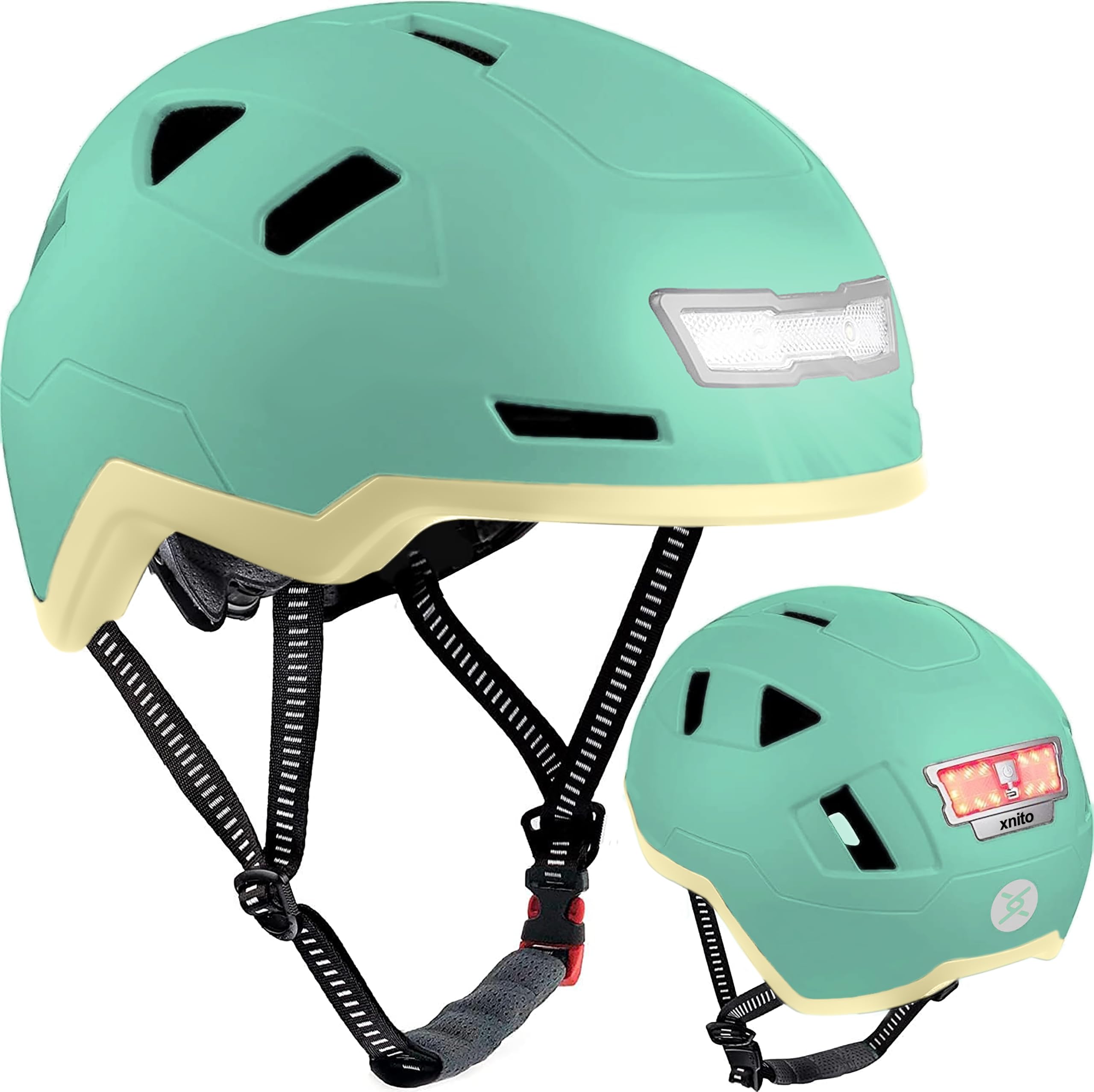 XNITO Bike Helmet with LED Lights - Urban Bicycle Helmet for Adults, Men &amp; Women - CPSC &amp; NTA-8776 Dual Certified - Class 3 E-Bikes, Scooters, Onewheel, Commuter, Mountain