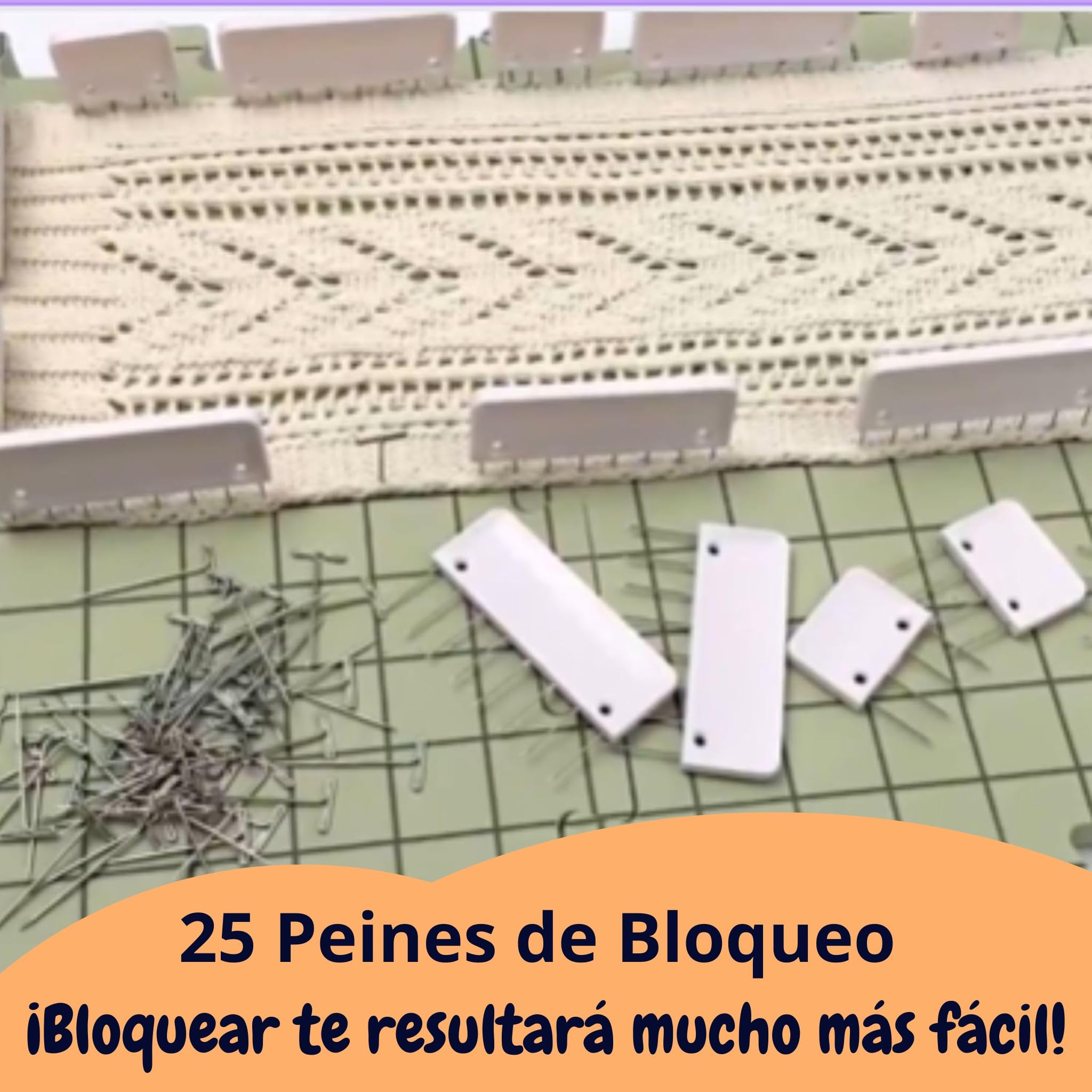 SusggO Pack 9 Tablero Bloqueo Ganchillo Crochet Espuma, 25 Peines Bloqueo,100 Pines T,Protector dedos,20 marcadores. Bloqueador Granny Crochet Bloqueo Granny Square