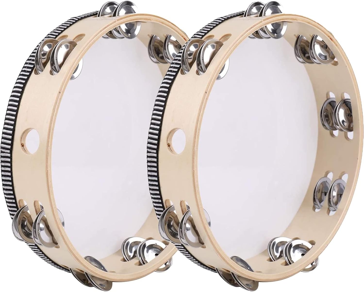 2 Pack Tambourine for Adults Wooden Tambourine 8 inch Hand Held Tambourine Metal Jingles Single Row Instrument Handheld Tambourine Drum for Church, KTV, Musical Educational 2 Pack Tambourine for Adults Wooden Tambourine 8 inch Hand Held Tambourine Metal Jingles Single Row Instrument Handheld Tambourine Drum for Church, KTV, Musical Educational