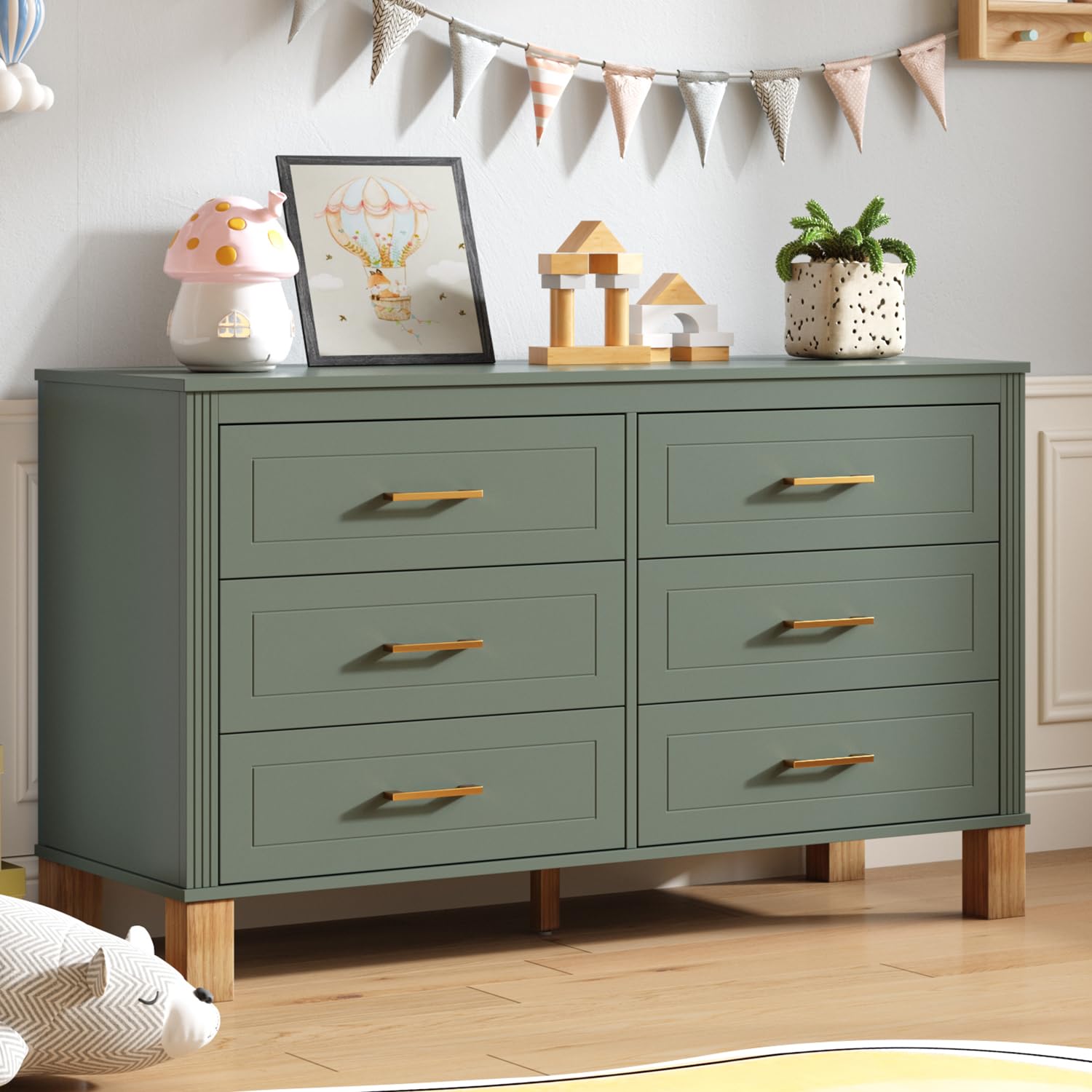 green dresser nursery WILSHINE 6-Drawer Dresser, 47