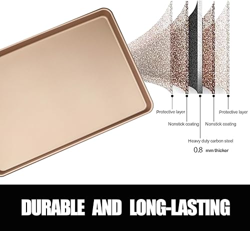 Miniatura 2 de Juego de bandejas grandes para galletas, bandejas para hornear para horno antiadherentes, juego de bandejas para hornear, 11 x 16 pulgadas, 2