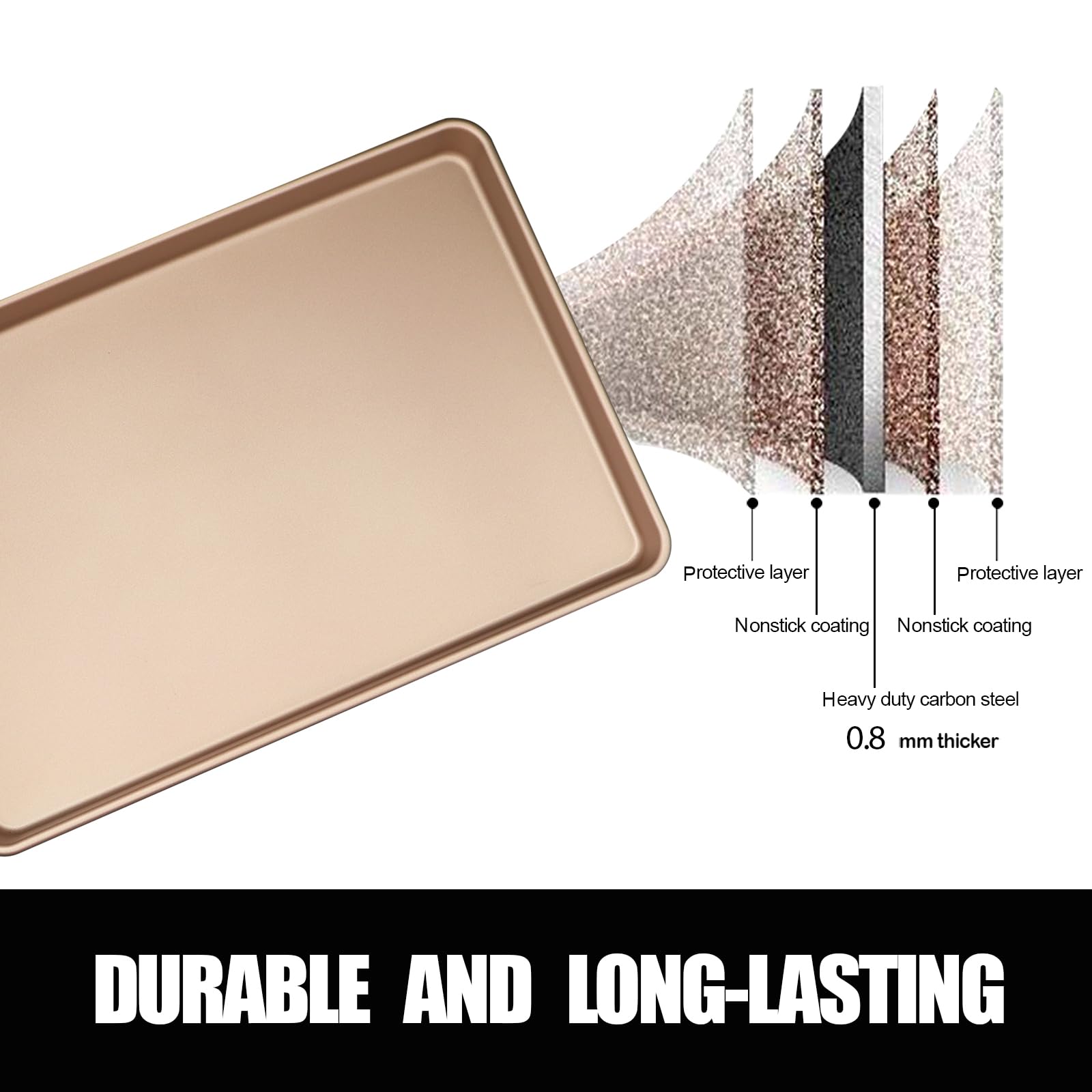 Lot de 2 grandes plaques de cuisson antiadhésives pour four, 27,9 x 40,6 cm, doré