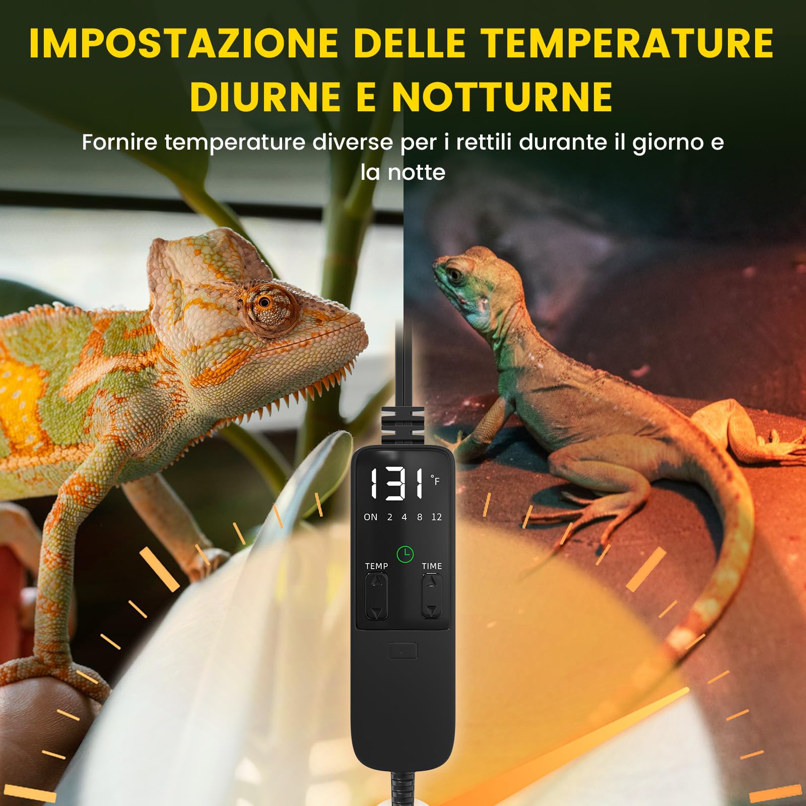 GlowUp Lampada Riscaldante Lampada uvb Tartarughe da 5,5 pollici con termostato e timer, Portalampada E27 Reptile Dome 300W per Tartarughe, Lucertole, Draghi Barbuti (Lampadina non Inclusa)
